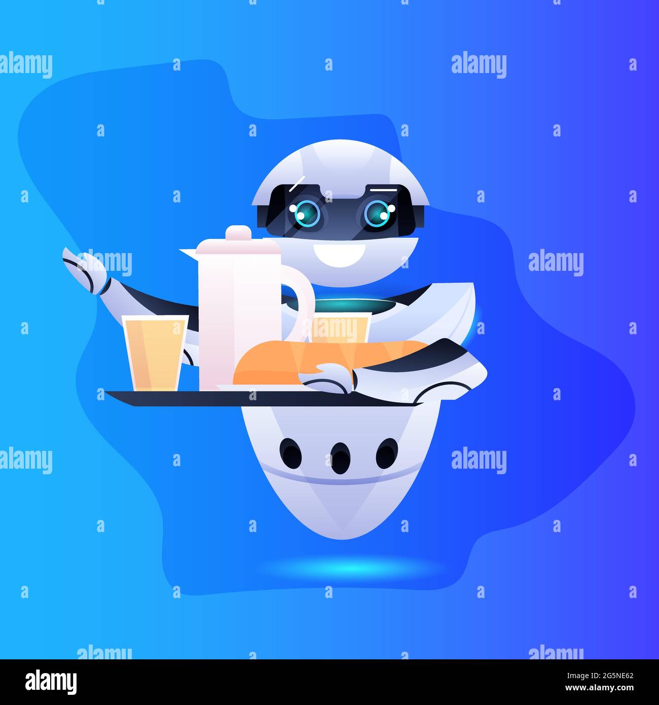 robot-serveur moderne servant de la nourriture concept de technologie d'intelligence artificielle Illustration de Vecteur