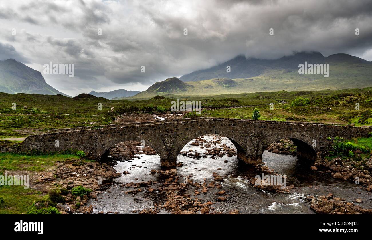 Sligachan Old Bridge, île de Skye, Écosse, Royaume-Uni Banque D'Images