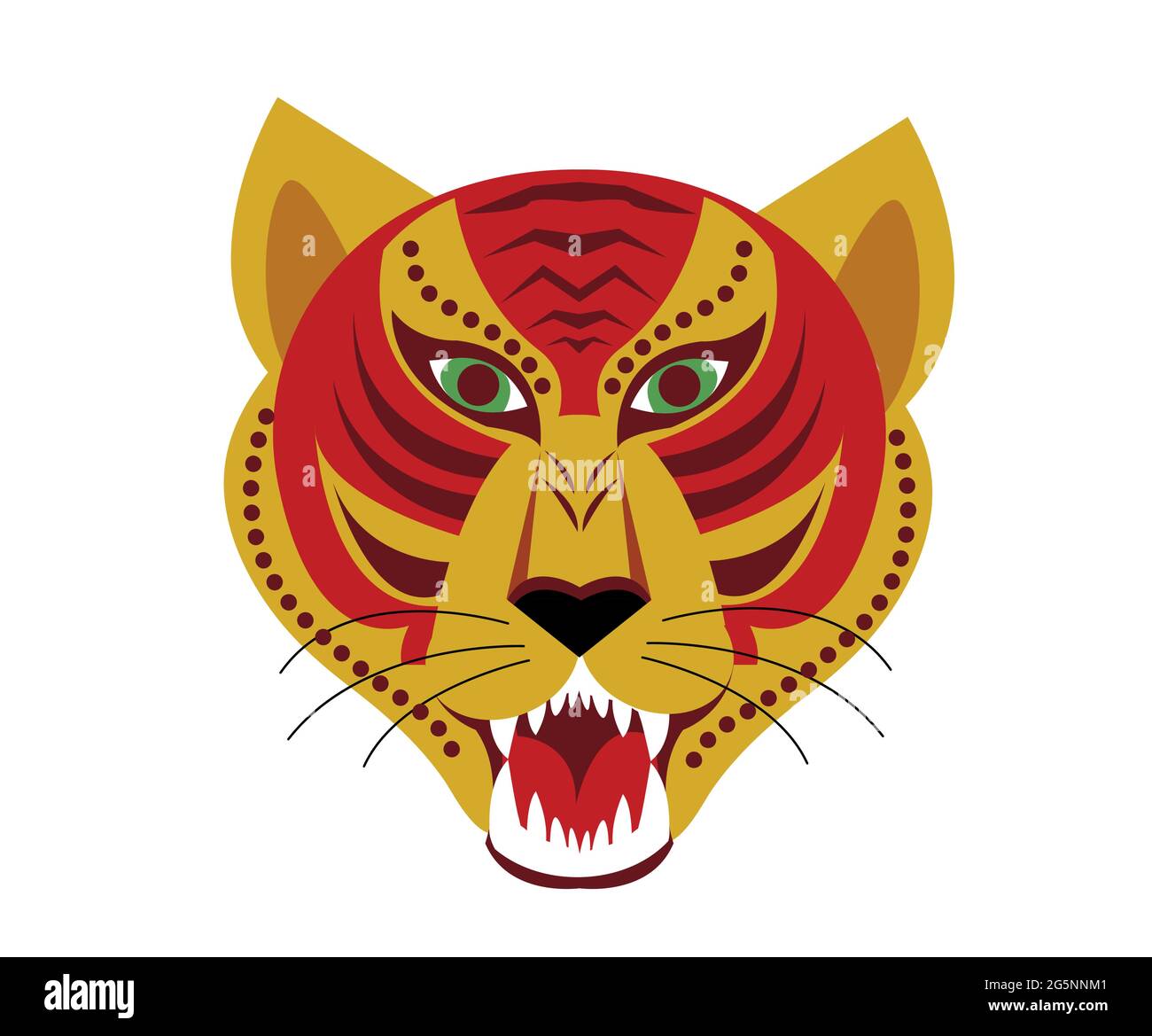 Icône en forme de tête de tigre dans un style de dessin animé plat, logo. Année du Tigre nouvel an chinois 2022. Illustration vectorielle Illustration de Vecteur