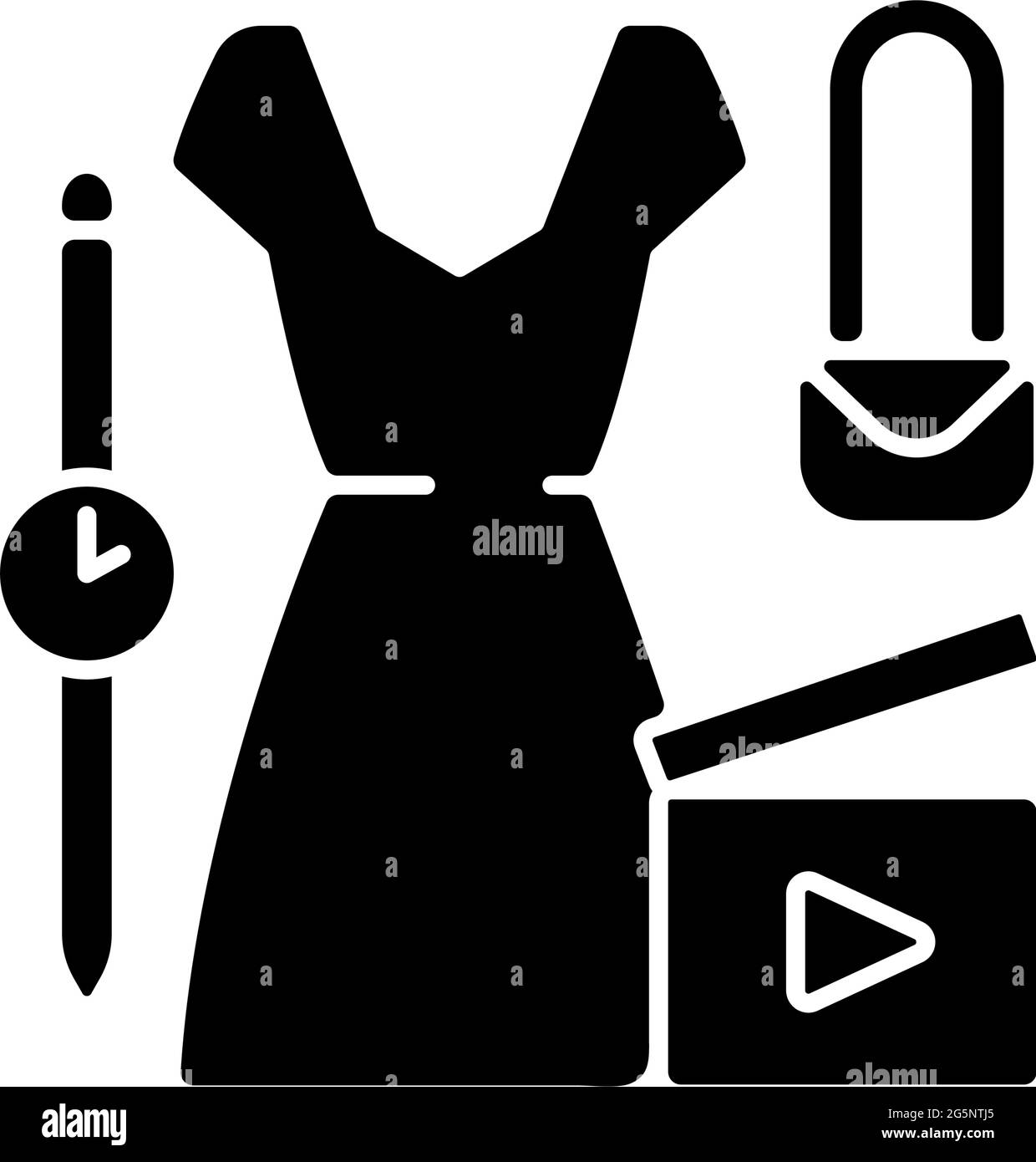 Icône de glyphe noir de la vidéo de mode Illustration de Vecteur