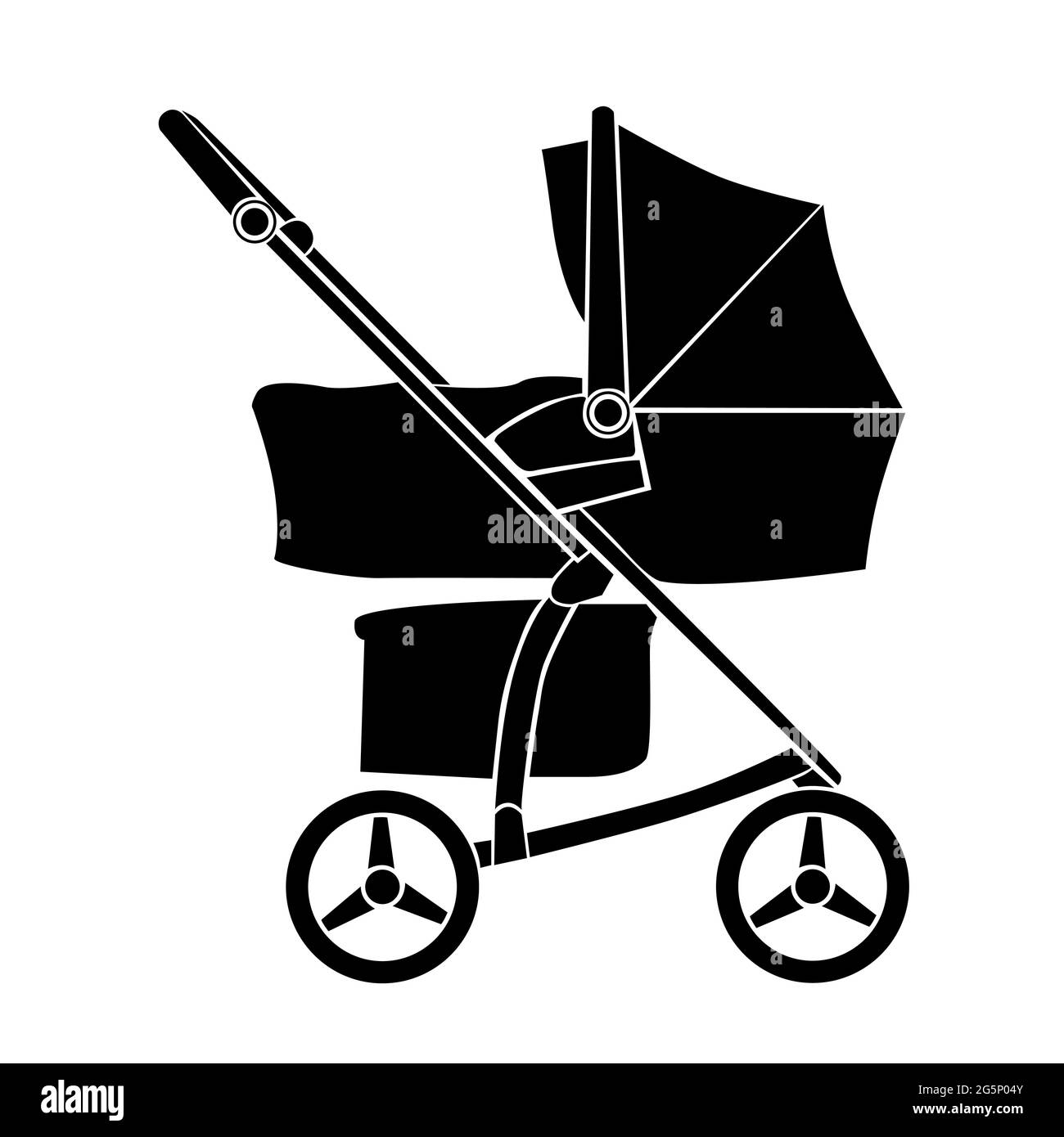 Icône de chariot bébé sur fond blanc. Symbole de graphique vectoriel. Signez poussette bébé. Illustration de Vecteur