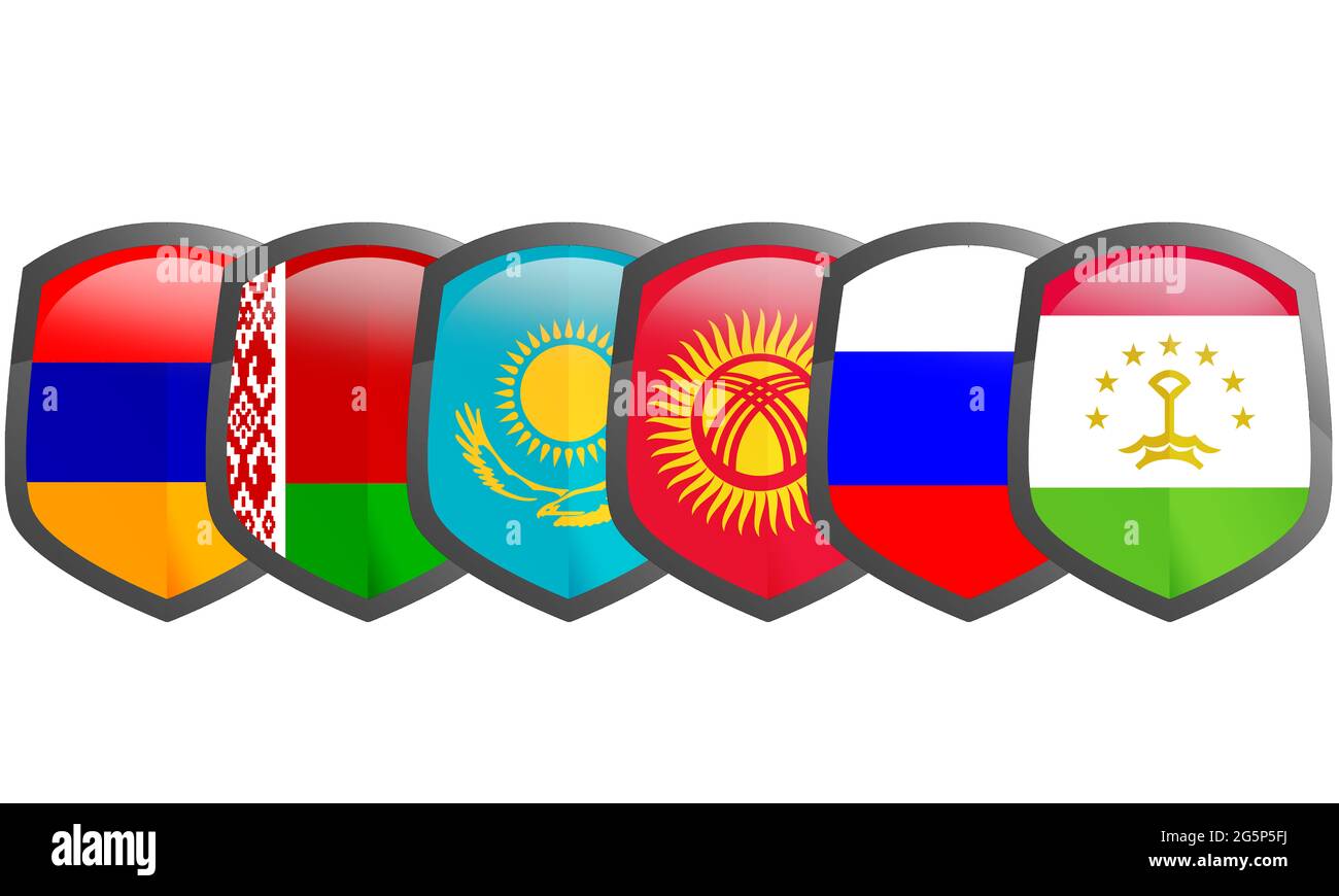 Organisation du Traité de sécurité collective, alliance militaire avec 6 anciennes républiques soviétiques, rendu 3d Banque D'Images
