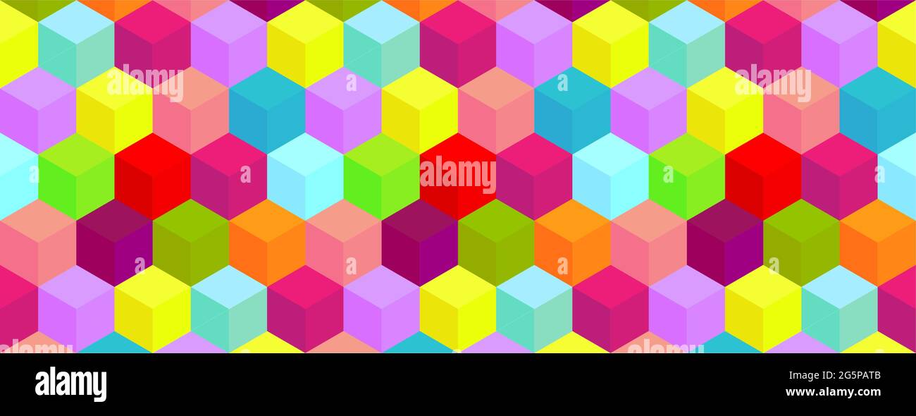 Arrière-plan vectoriel transparent avec cubes multicolores en style 3D. Répétition géométrique. Illustration de Vecteur