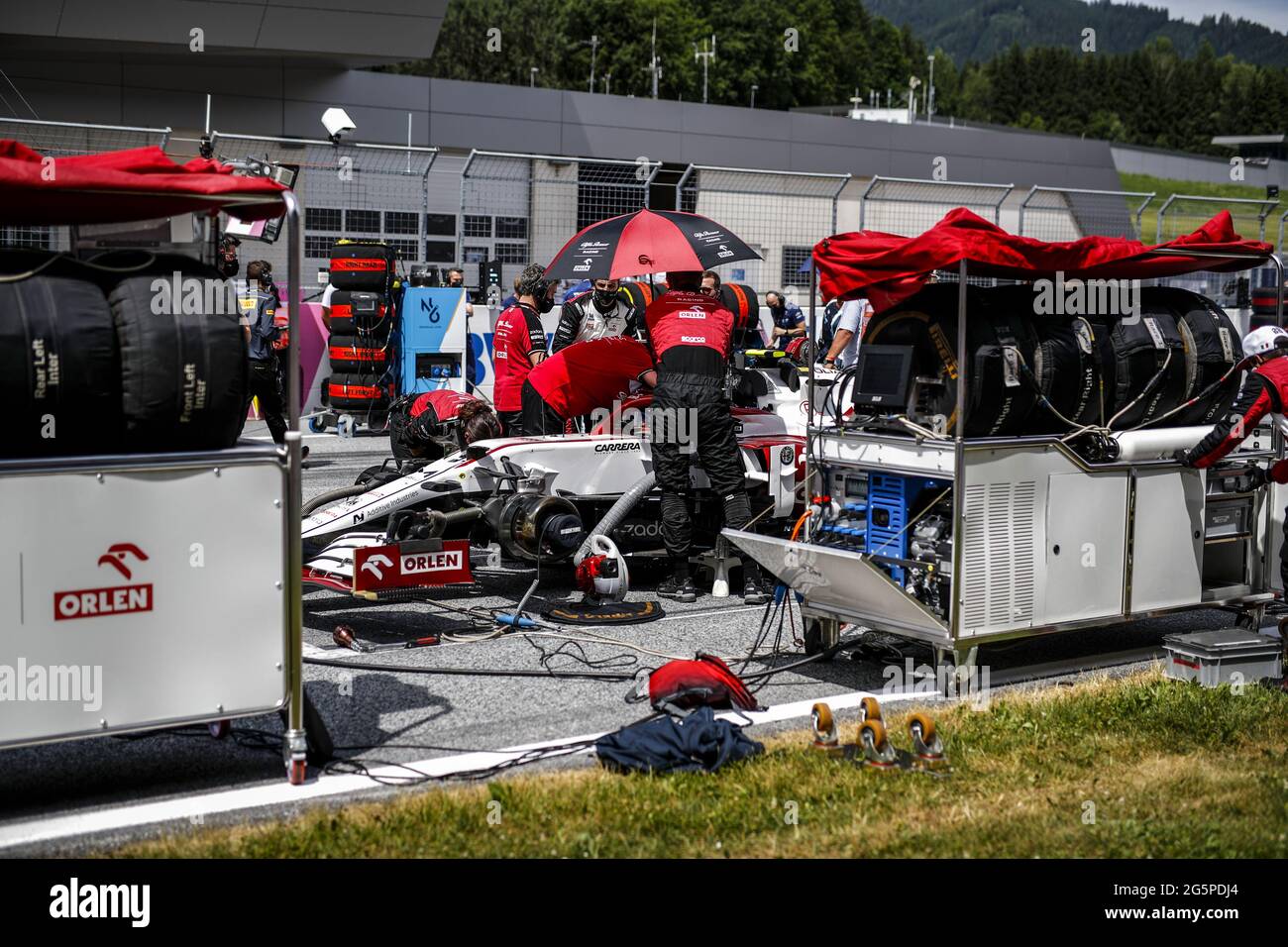 Grille de départ pendant la Formule 1 Grosser Preis Der Steiermark 2021, Grand Prix de Styrie 2021, 8e manche du Championnat du monde de Formule 1 2021 de la FIA du 25 au 27 juin 2021 sur le Red Bull Ring, à Spielberg, Autriche - photo Florent Gooden / DPPI / LiveMedia Banque D'Images