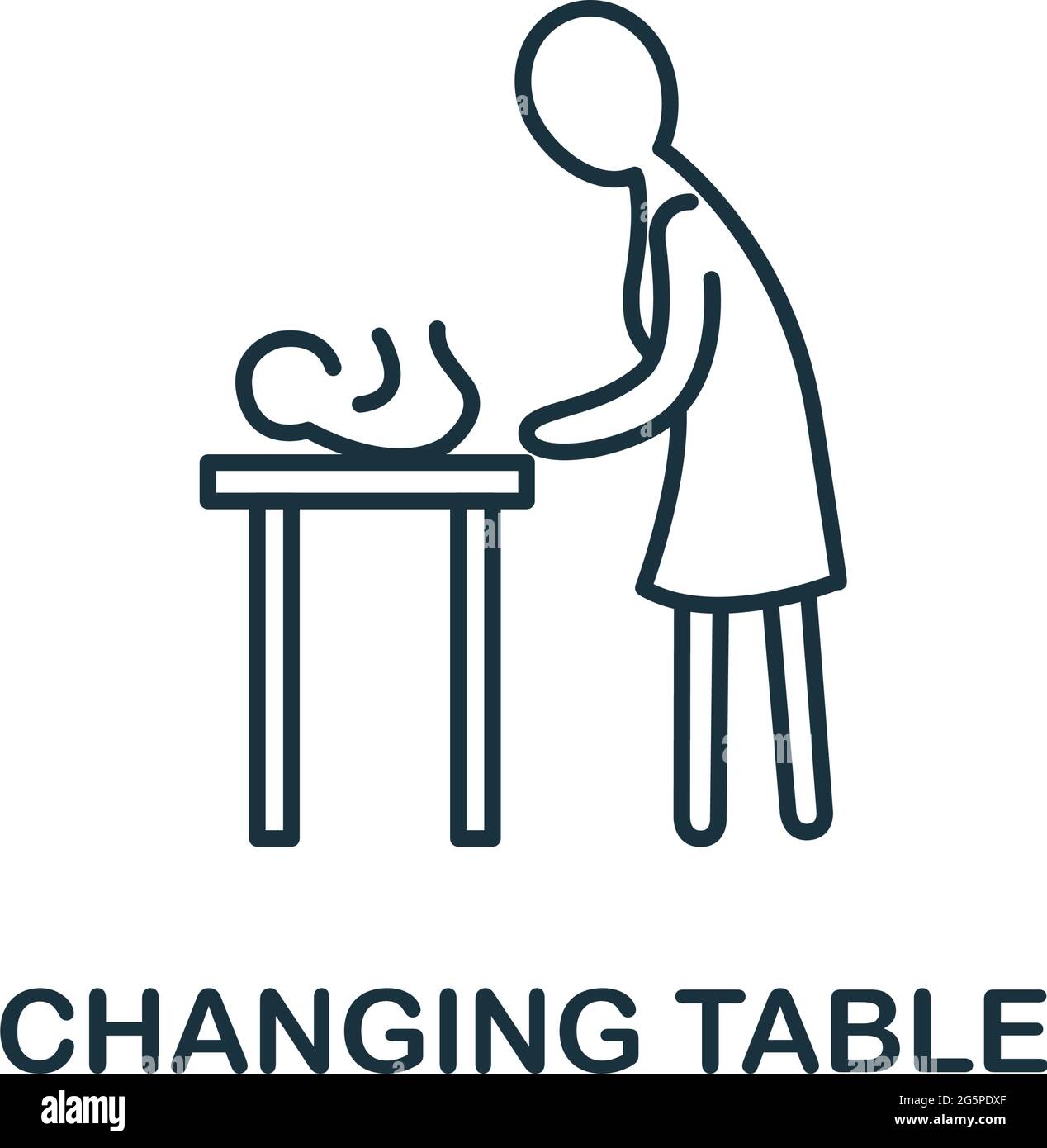 Changer l'icône de table de la collection d'objets pour bébé. Symbole de table de changement d'élément de ligne simple pour les modèles, la conception Web et les infographies Illustration de Vecteur