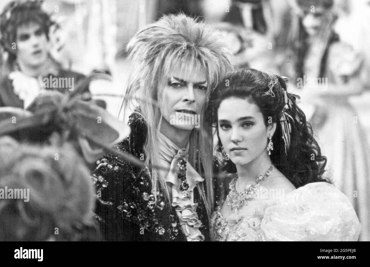 LABYRINTHE 1986 film de Tri-Star Pictures avec David Bowie comme Jareth, roi des Gobelins et Jennifer Connelly comme Sarah Williams à la recherche de son petit frère Banque D'Images