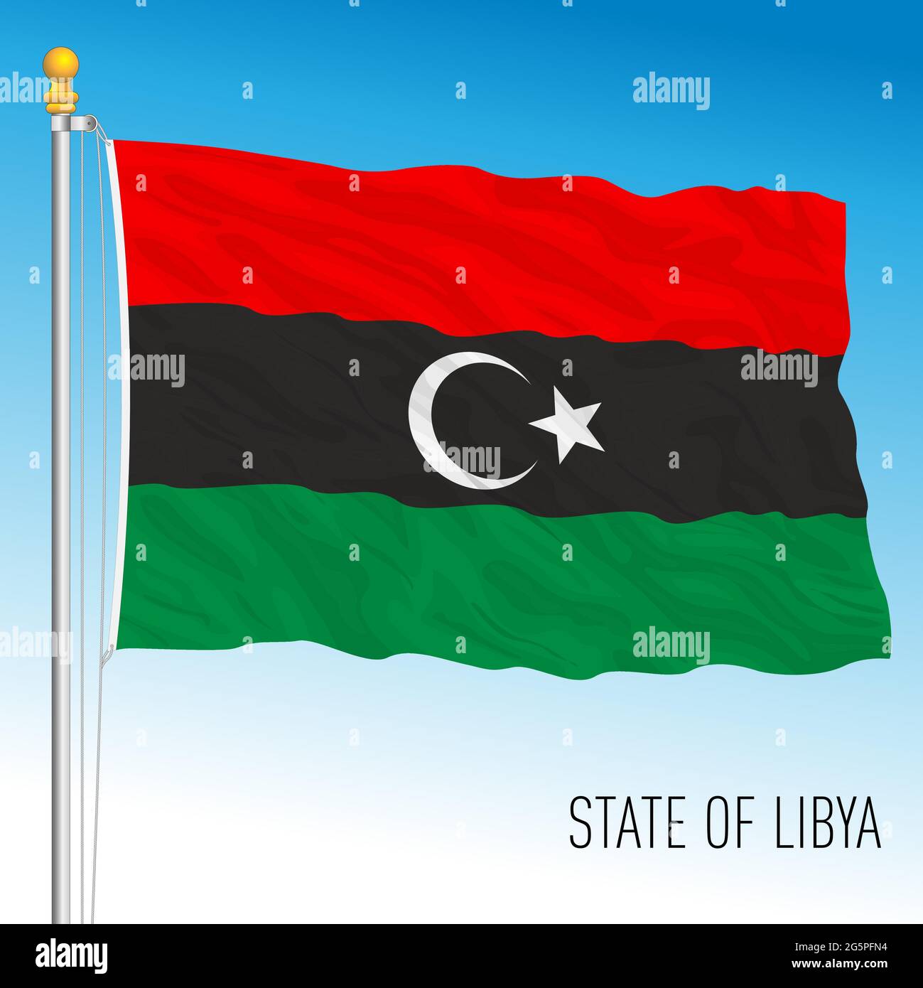Drapeau national officiel de la Libye, pays africain, illustration vectorielle Illustration de Vecteur