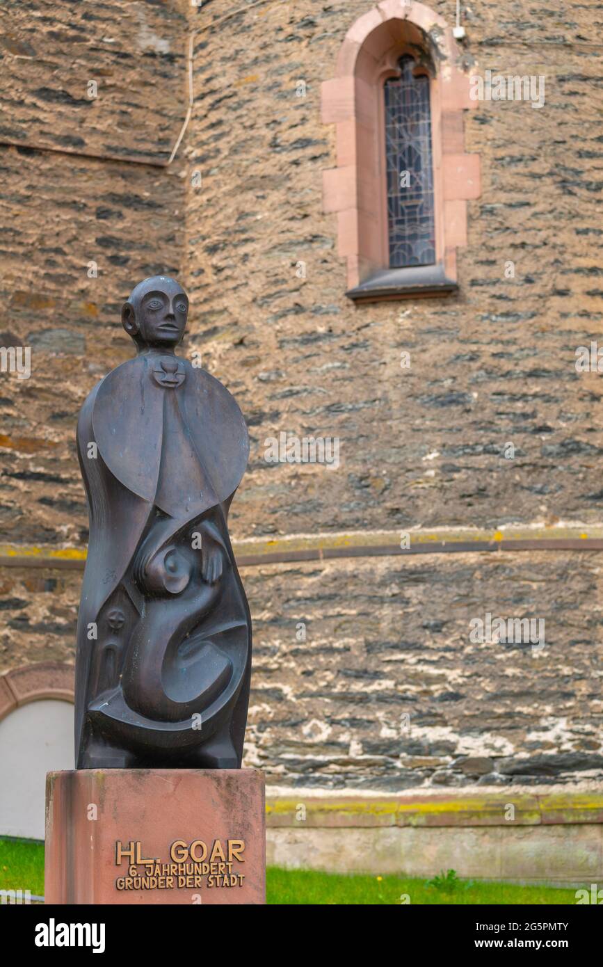 Saint Goar d'Aquitaine fondateur de Saint Goar au 6ème siècle, Vallée du Haut-Rhin moyen, Patrimoine mondial de l'UNESCO, Rhénanie-Palatinat Allemagne Banque D'Images