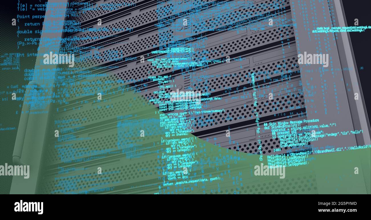 Traitement des données par rapport à un serveur informatique sur fond de technologie verte Banque D'Images