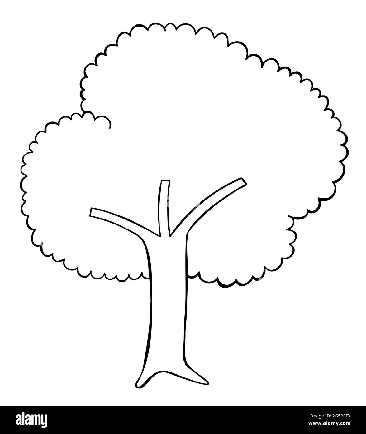 Illustration vectorielle de l'arbre. Contour noir et couleur blanche. Illustration de Vecteur