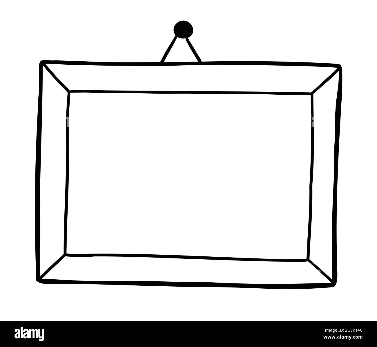 Illustration vectorielle de dessin animé d'un cadre suspendu au mur.  Contour noir et couleur blanche Image Vectorielle Stock - Alamy