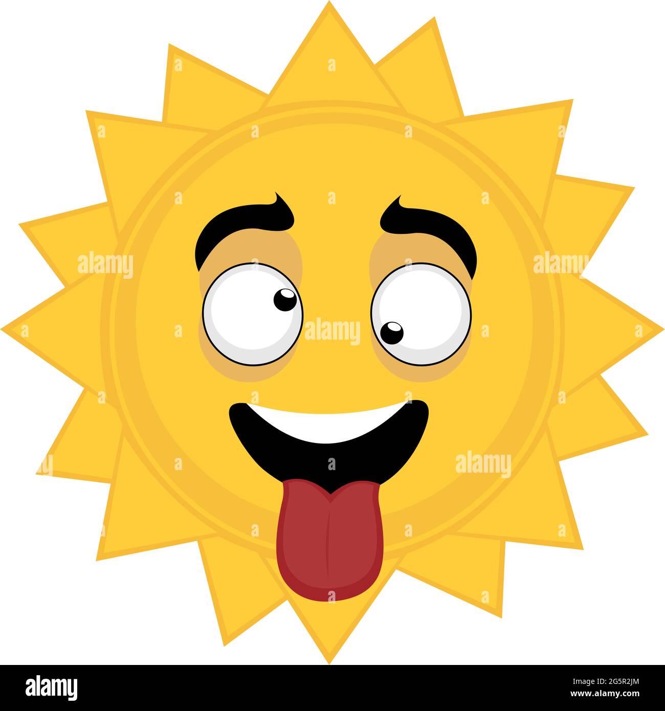 Illustration vectorielle de l'émoticône de personnage de dessin animé du soleil avec une expression drôle et stupide Illustration de Vecteur