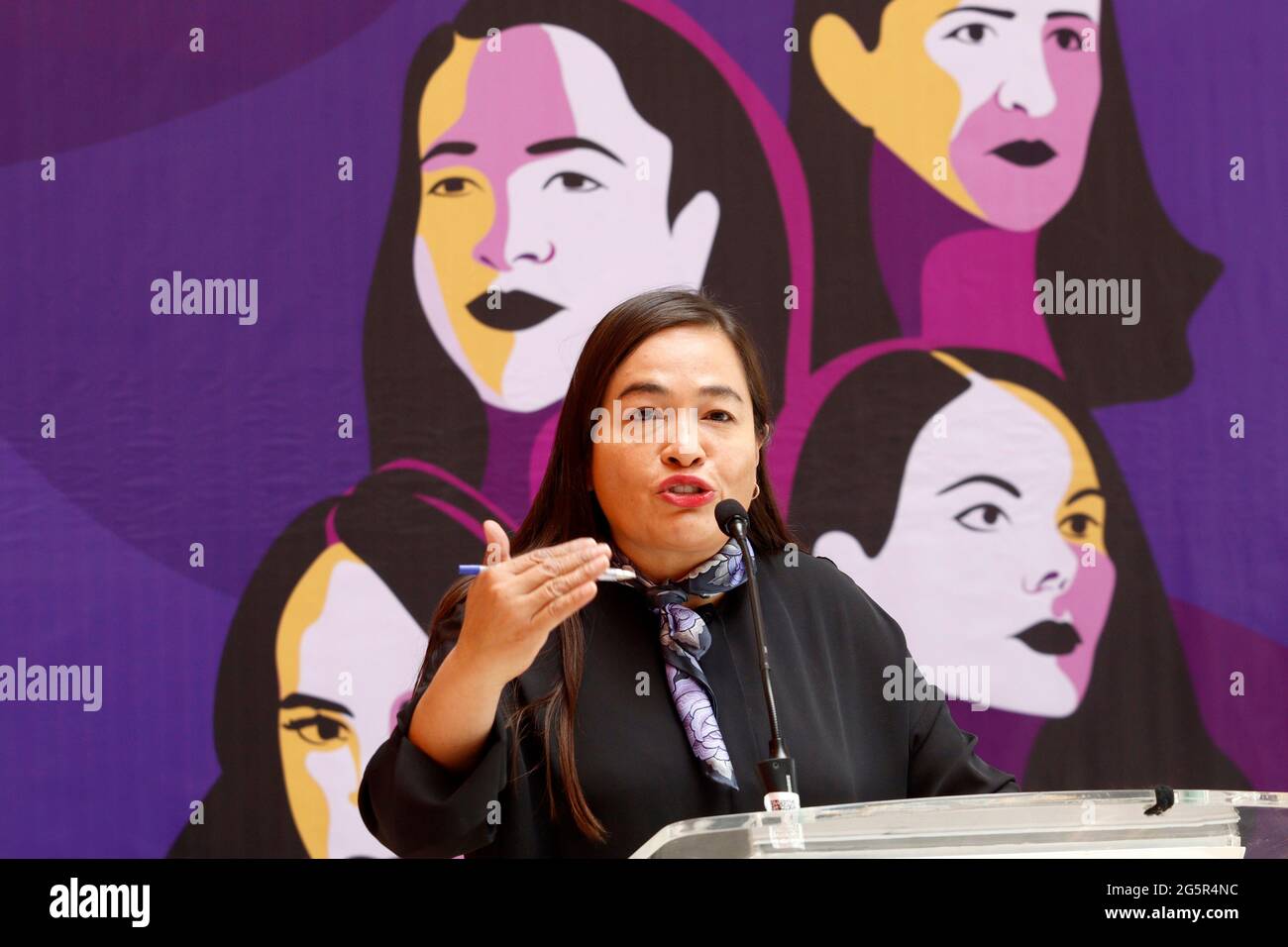 MEXICO, MEXIQUE LE 28 JUIN 2021: Veronica Juarez Pina, adjointe fédérale du Mexique, parle lors de la conférence de l'initiative «les rebelles avec une cause, le pouvoir de transformation», dans le but de construire une société juste, équitable et égalitaire, Dont la prémisse est de garantir aux femmes et aux filles une vie exempte de violence le 28 juin 2021 à Mexico, Mexique. Banque D'Images