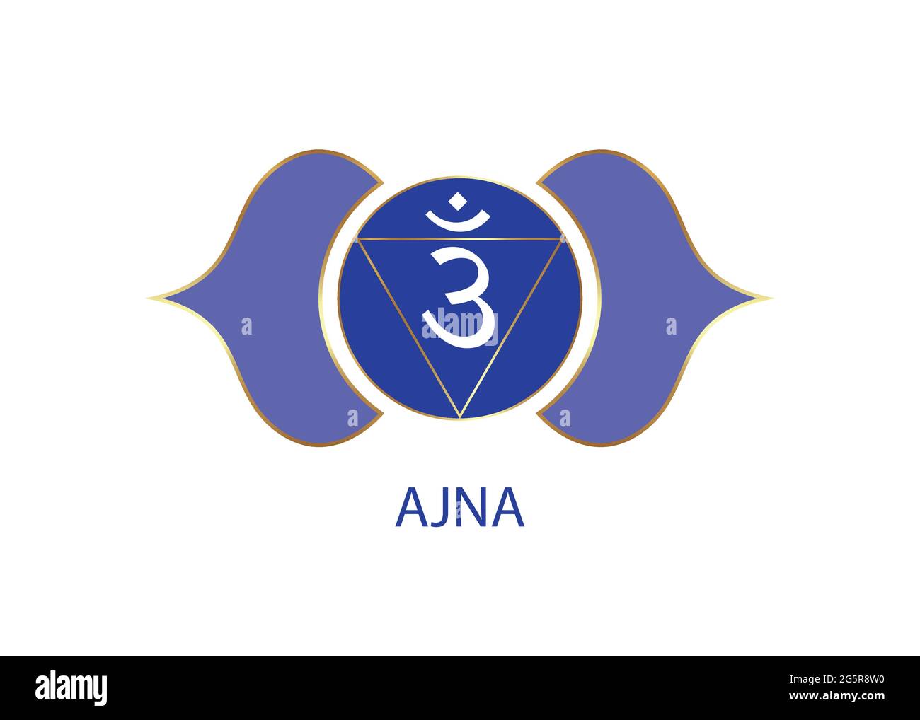 Troisième modèle de logo chakra Ajna oeil. Le sixième chakra frontal, la méditation du signe sacré, le vecteur mandala bleu yoga et violet rond isolé sur le merde Illustration de Vecteur