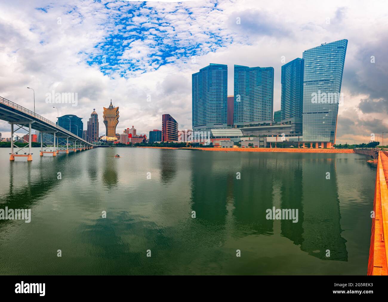 Macao, Chine paysage urbain sur le lac Nam Van. Banque D'Images