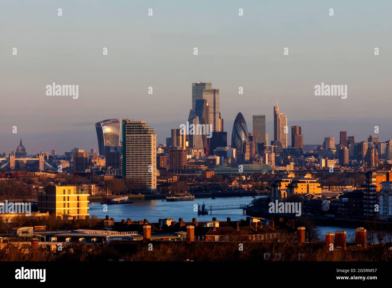 Angleterre, Londres, Greenwich, Londres vue panoramique depuis Greenwich Park Banque D'Images