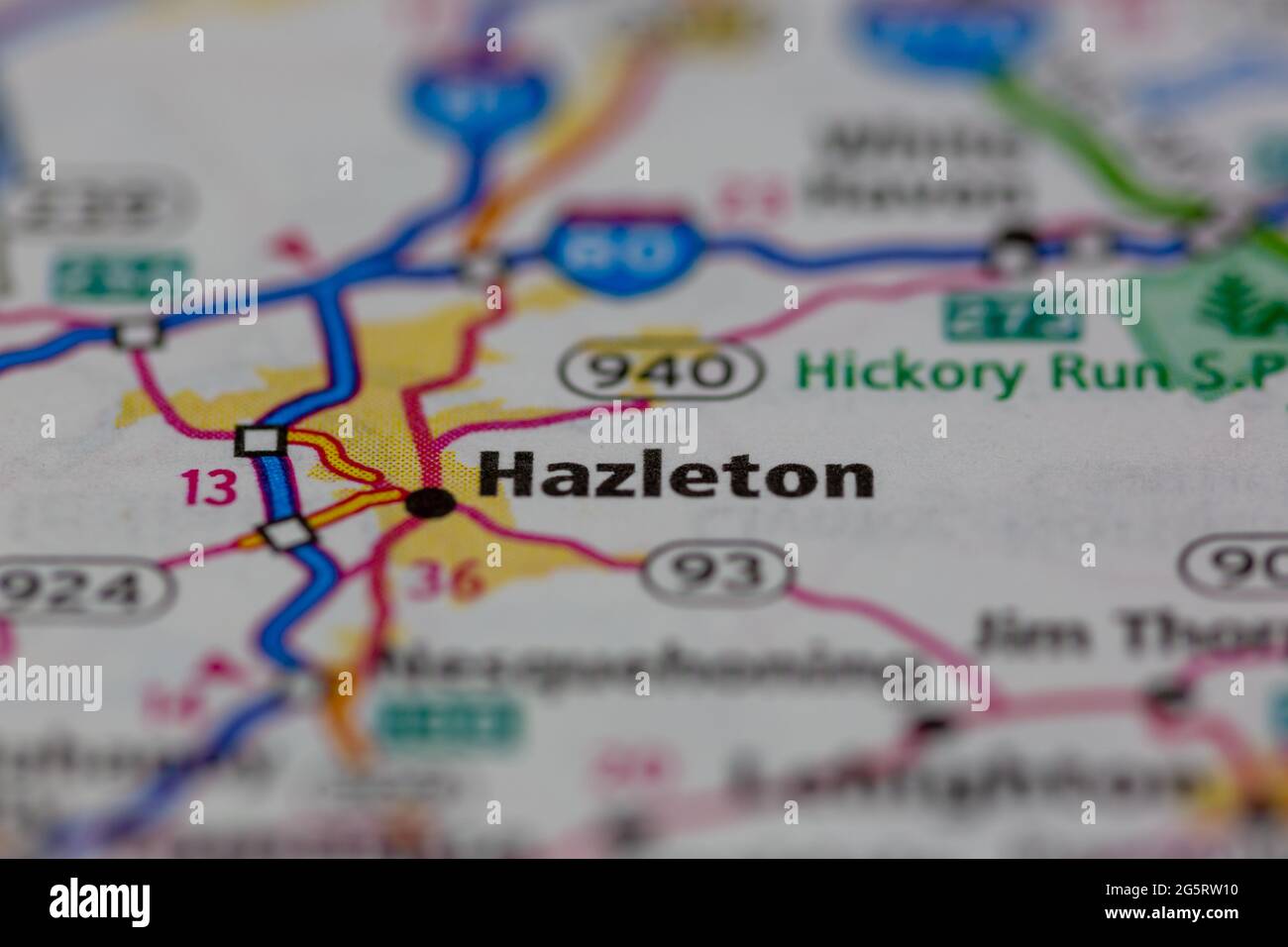 Hazleton Pennsylvania USA montré sur une carte de géographie ou une carte routière Banque D'Images
