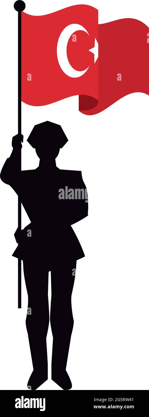 drapeau de turquie avec soldat Illustration de Vecteur