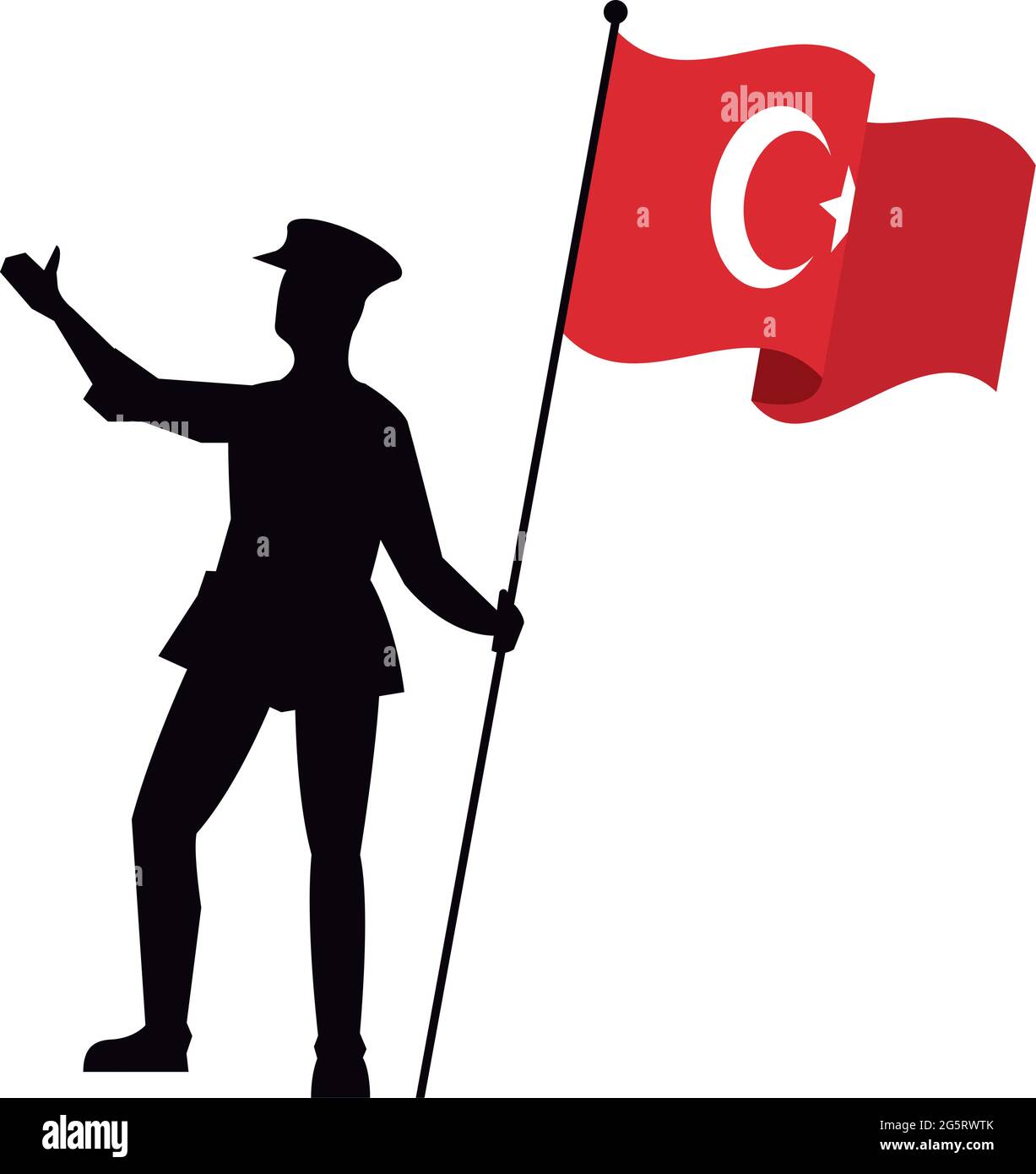 soldat avec drapeau de turquie Illustration de Vecteur