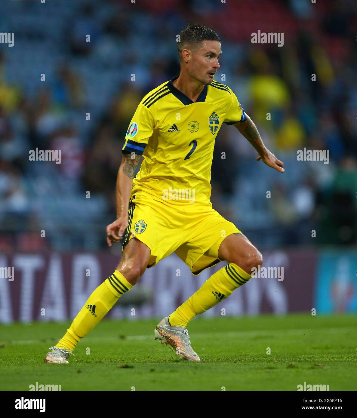 Hampden Park, Glasgow, Royaume-Uni. 29 juin 2021. Championnat européen de football 2020 de l'EUFA, manche de seize, Suède contre Ukraine; Mikael Lustig de Suède crédit: Action plus Sports/Alamy Live News Banque D'Images