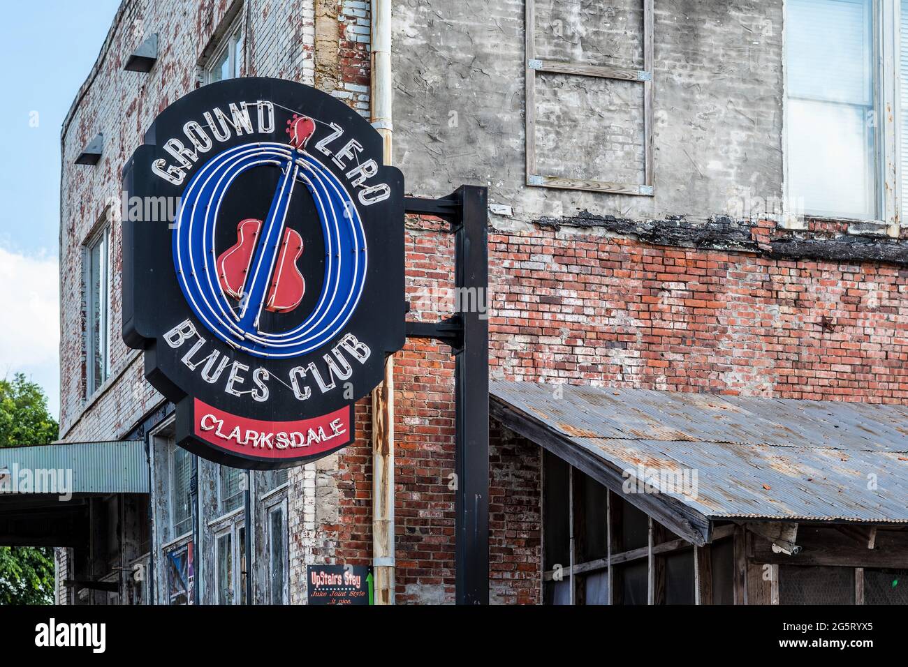 Ground Zero Blues Club à Clarksdale, Mississippi, co-détenue par l'acteur Morgan Freeman, Clarksdale serait le Ground Zero pour le blues. Banque D'Images