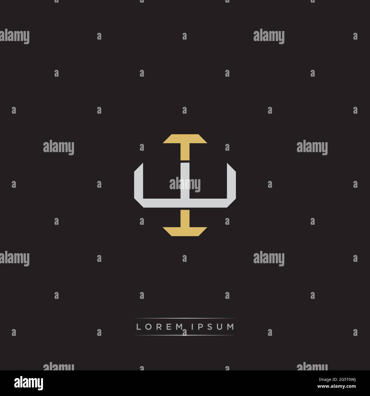 Lettre initiale se chevauchant logo de verrouillage monogramme ligne art style isolé sur fond noir modèle Illustration de Vecteur