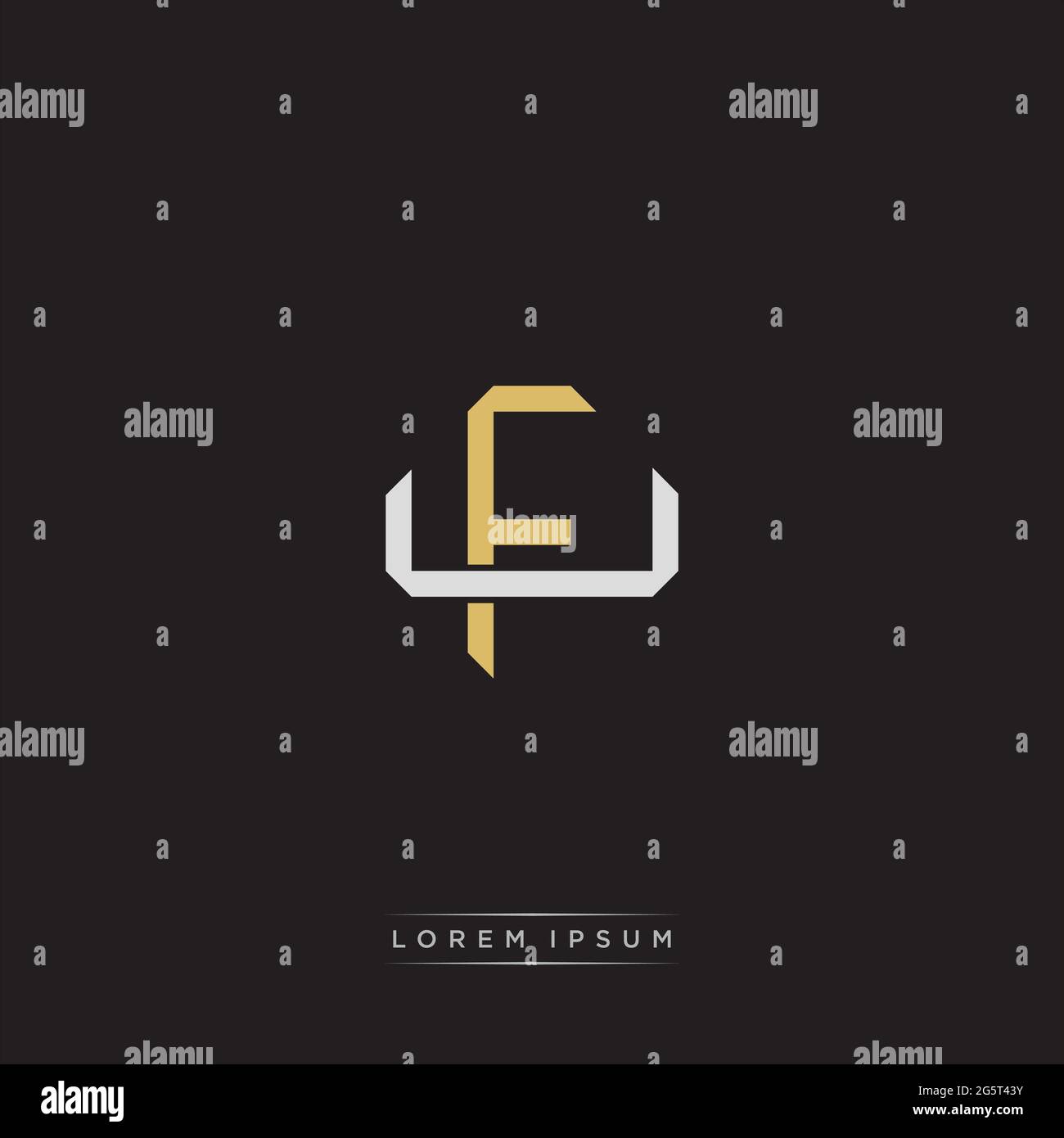 Lettre initiale se chevauchant logo de verrouillage monogramme ligne art style isolé sur fond noir modèle Illustration de Vecteur