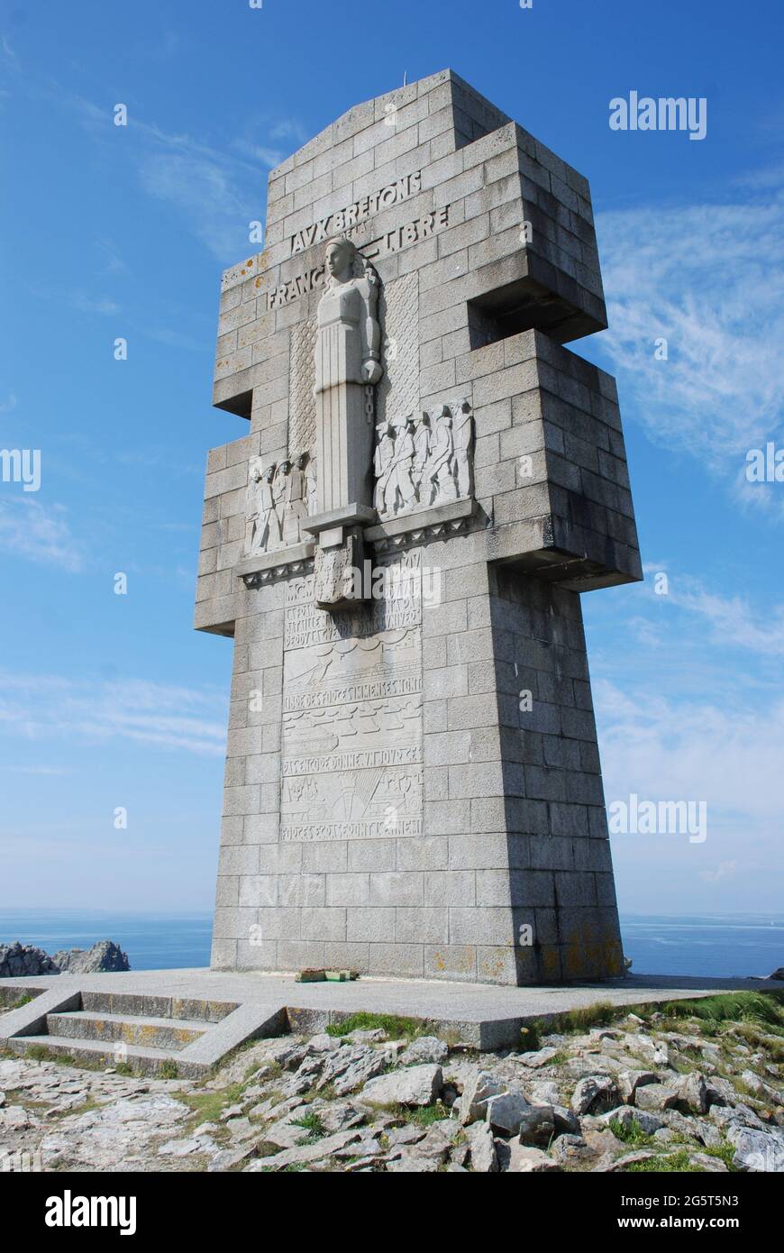 Monument aux Bretons de la France libre, Pointe de Penhir, mémorial de guerre, mémorial, Croix de Penhir , France, Bretagne, Crozon Banque D'Images