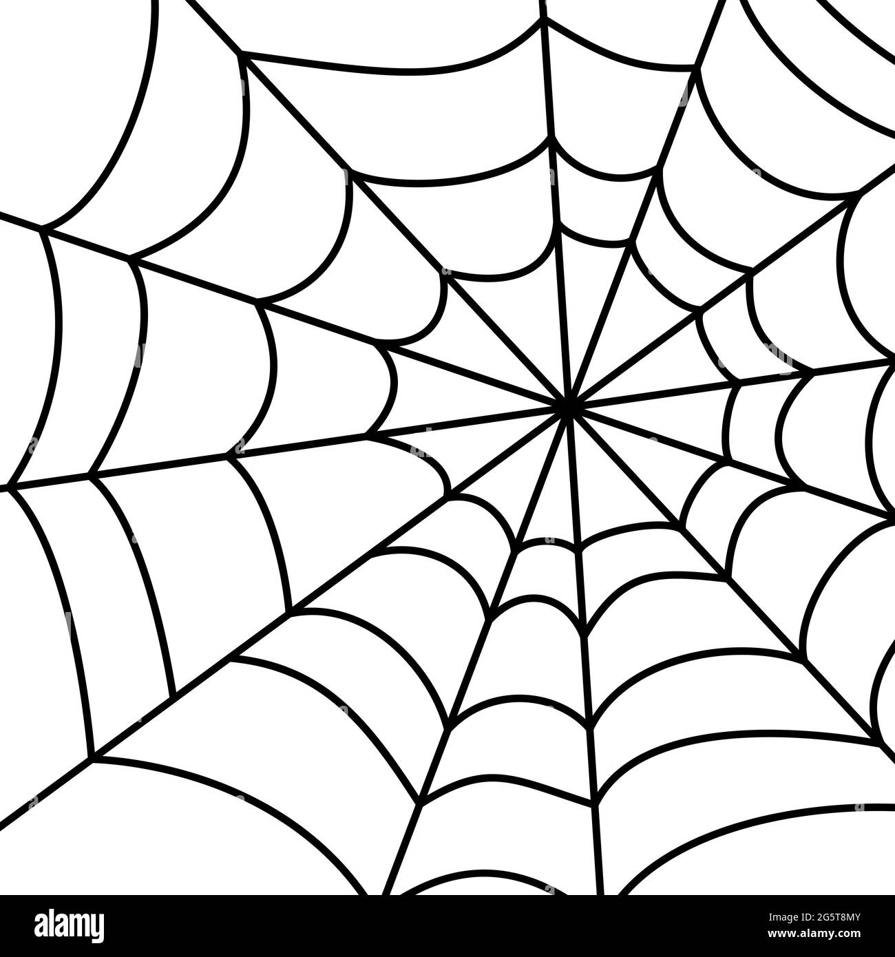Toile d'araignée grand noir linéaire sur fond blanc, élément de design, décoration, superposition de texte, carte de vœux. Graphique noir et blanc Halloween poster vector. Décor effrayant pour halloween. Illustration de Vecteur