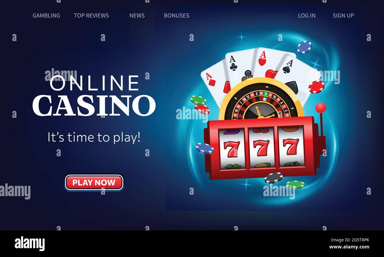 Jeux de cartes, roulette et machine à sous gagner Fly casino. Illustration vectorielle de casino en ligne. Modèle d'interface utilisateur de la page d'accueil du site Web. Atterrissage Illustration de Vecteur
