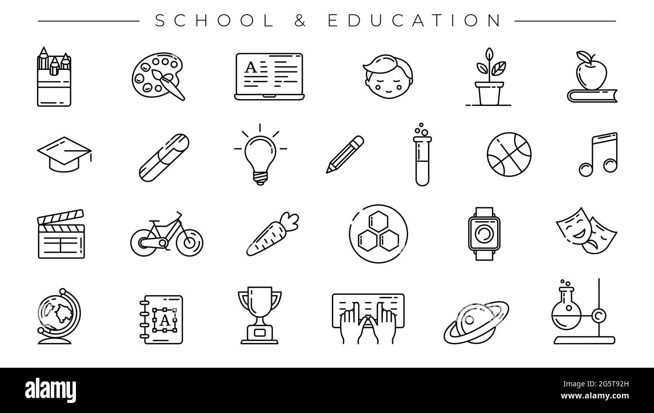 Ensemble d'icônes vectorielles style ligne de concept école et éducation. Illustration de Vecteur