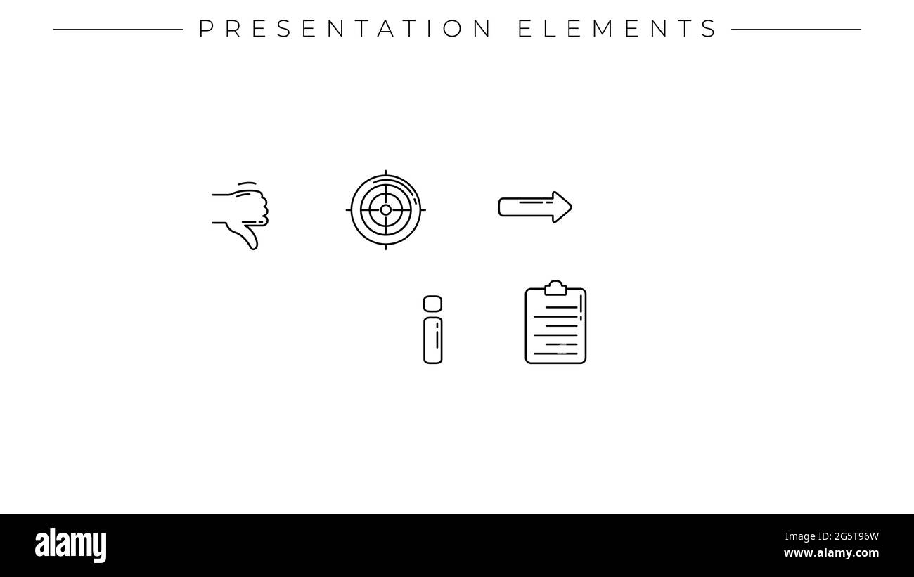 Ensemble d'icônes vectorielles style de ligne concept éléments de présentation. Illustration de Vecteur