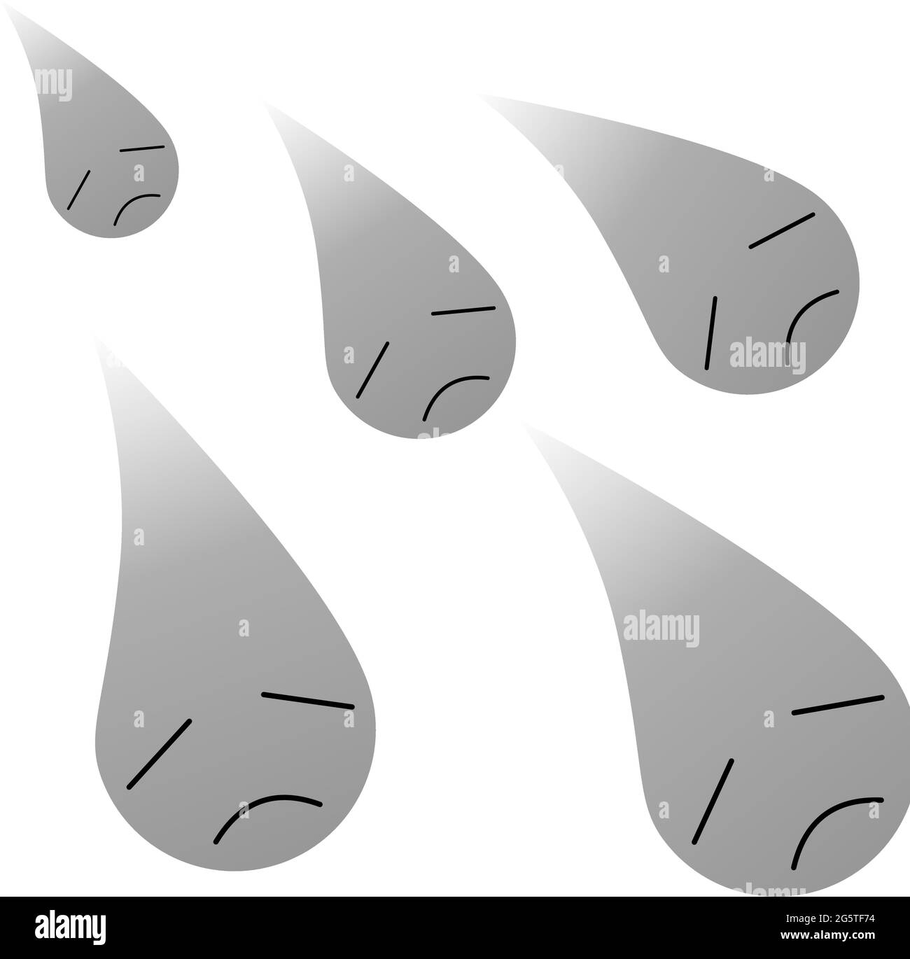 Triste visage émotionnel en niveaux de gris avec goutte d'eau 09 Illustration de Vecteur