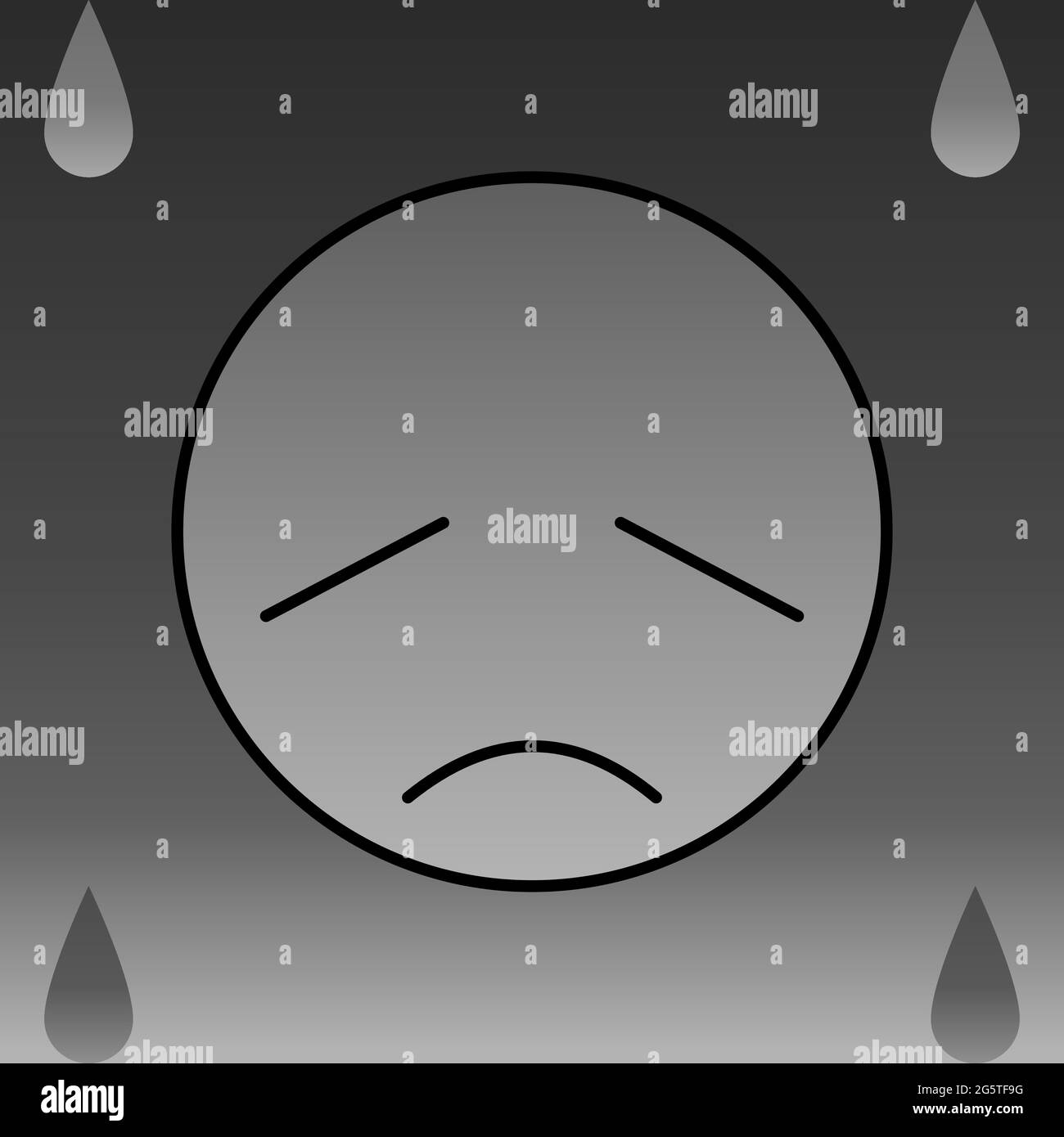 Triste visage émotionnel en niveaux de gris avec goutte d'eau 01 Illustration de Vecteur