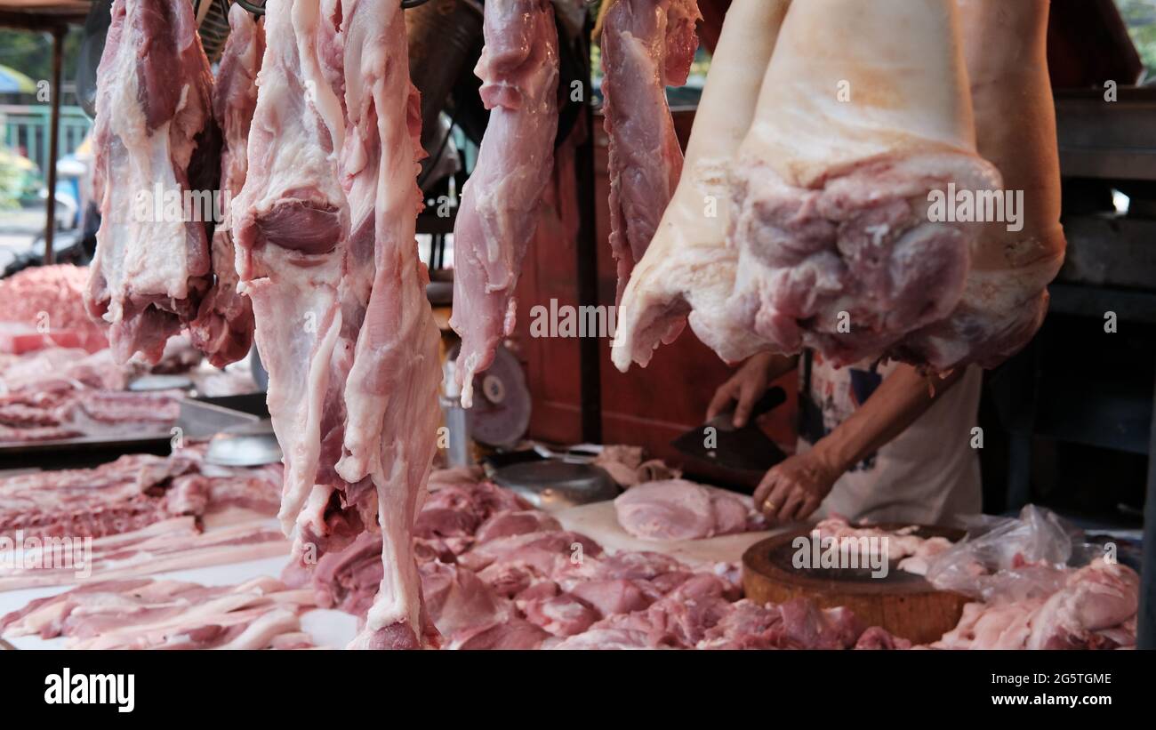 Klong Toey Market Wholesale Wet Market Bangkok Thaïlande le plus grand centre de distribution alimentaire en Asie du Sud-est Banque D'Images