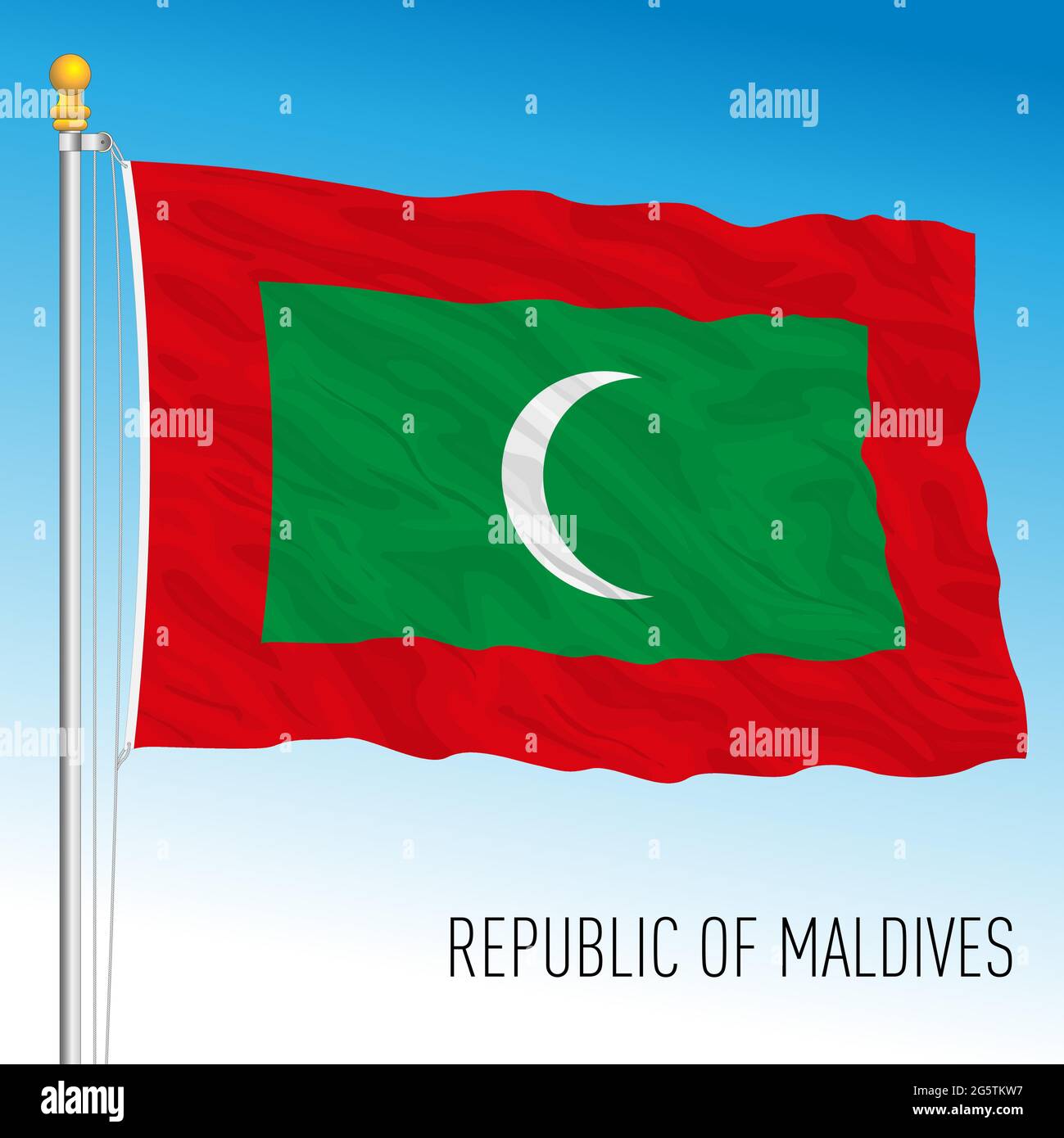 Drapeau national officiel de Maldive, pays de l'océan indien, illustration vectorielle Illustration de Vecteur