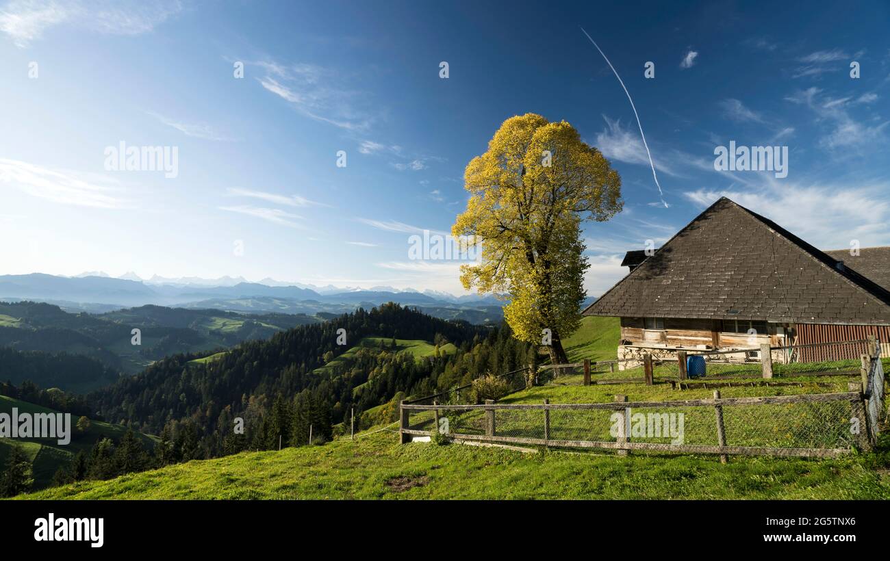 Aussicht auf das Emmental von der Lüderenalp aus in der Gem. Langnau im Emmental am 11.10.19. Foto: Markus Bolliger Banque D'Images