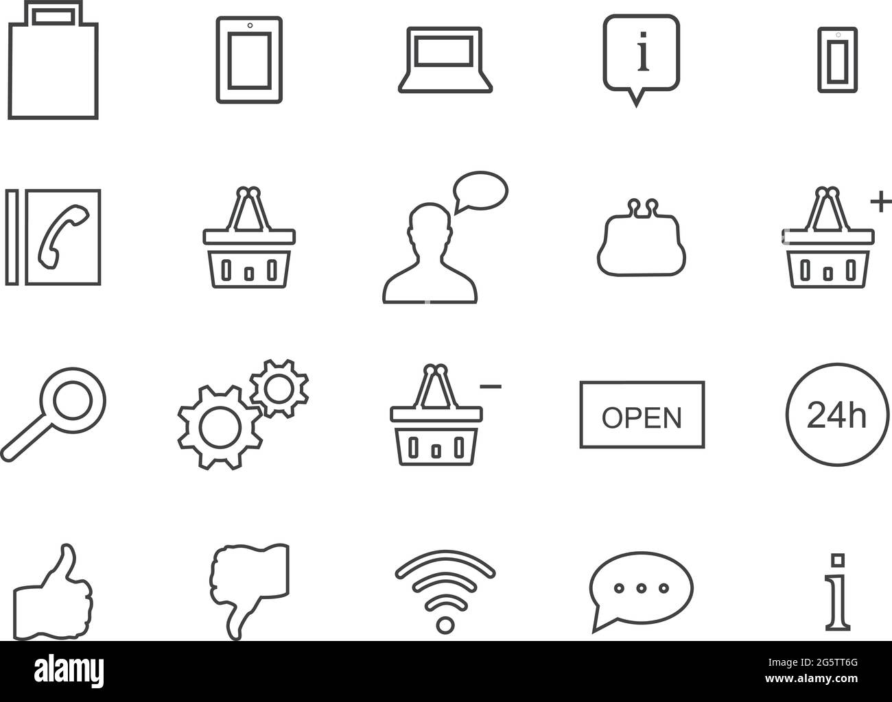 De fines lignes Vector web icons set - E-commerce, shopping Illustration de Vecteur