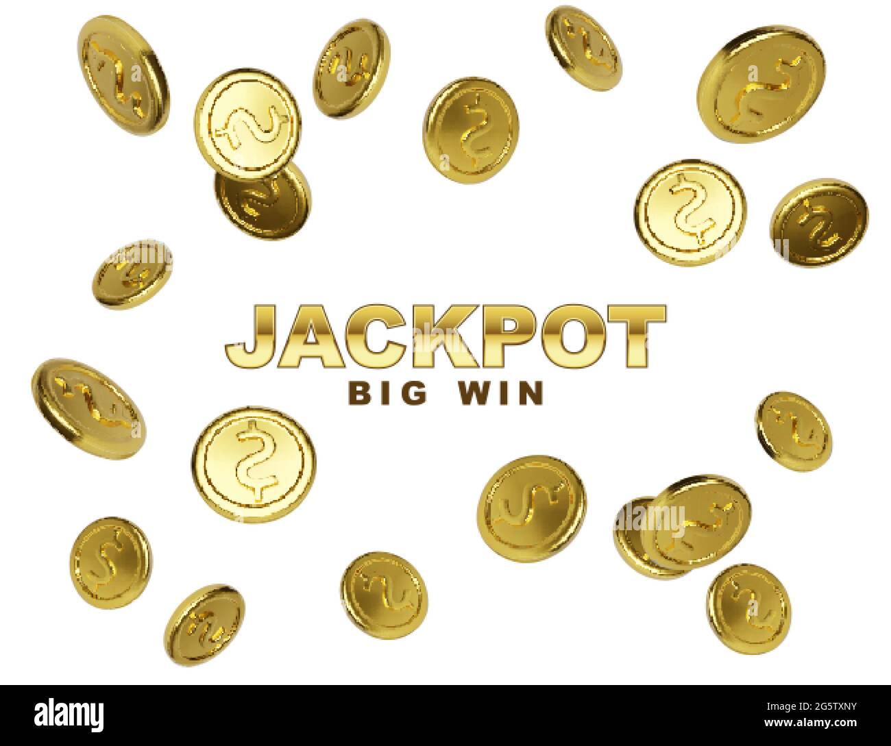 Gagnant du casino jackpot. Grande bannière gagnante avec des pièces de monnaie dorées sur fond blanc. Illustration vectorielle Illustration de Vecteur