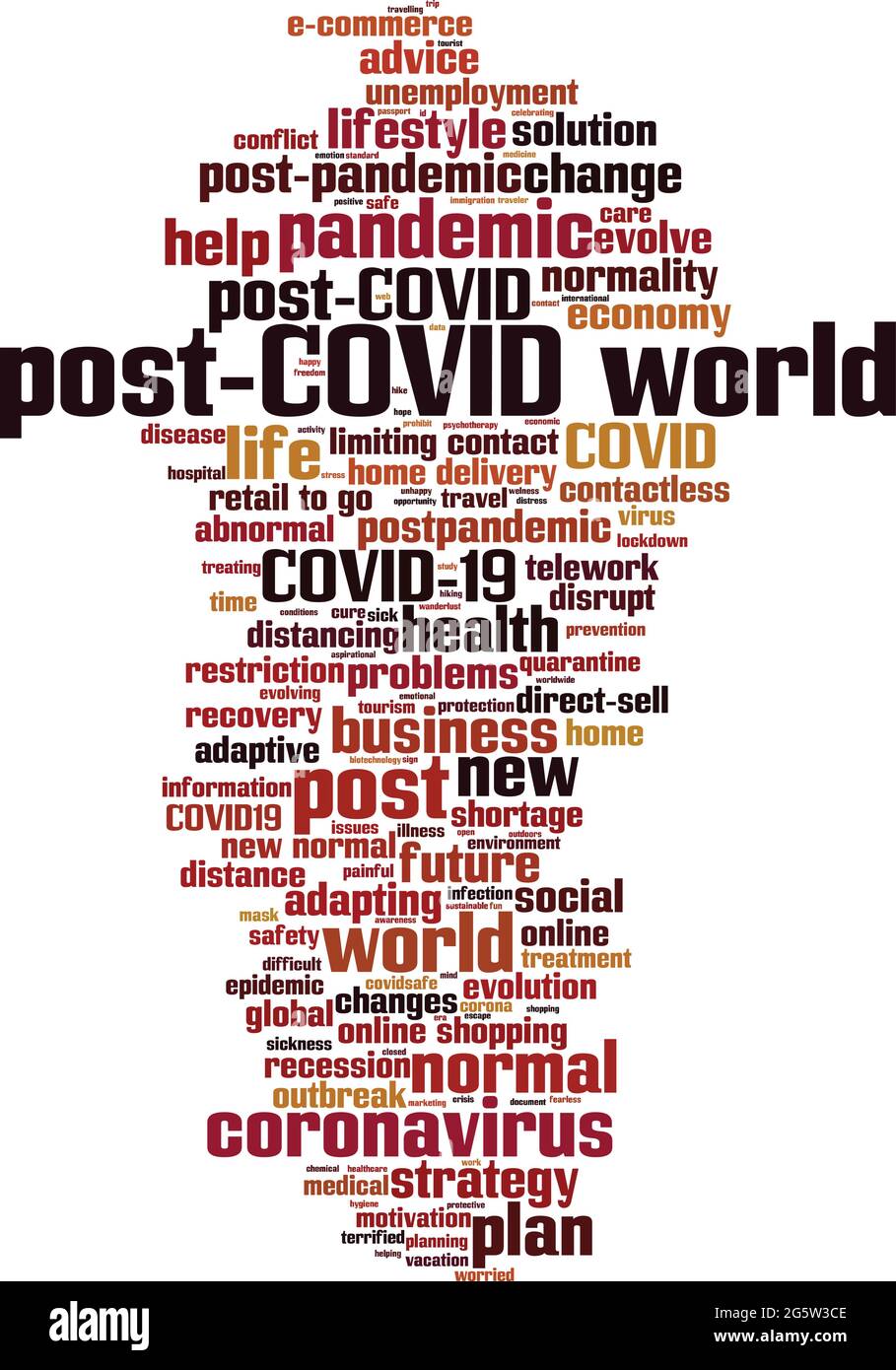 Concept de nuage de mots post-COVID. Collage de mots sur le monde post-COVID. Illustration vectorielle Illustration de Vecteur