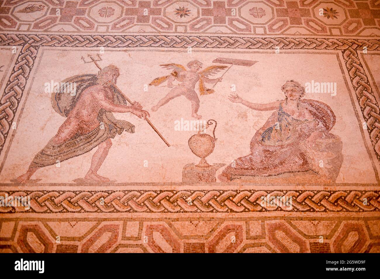 Les mosaïques romaines à la maison de Dionysos au parc archéologique de Nea Paphos dans la ville de Paphos, à Chypre Banque D'Images