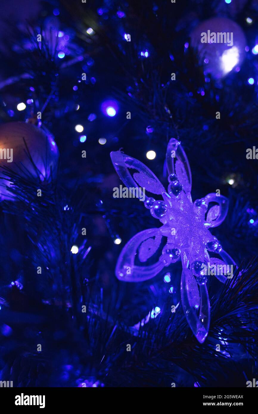 Décorations de Noël bleues Banque D'Images