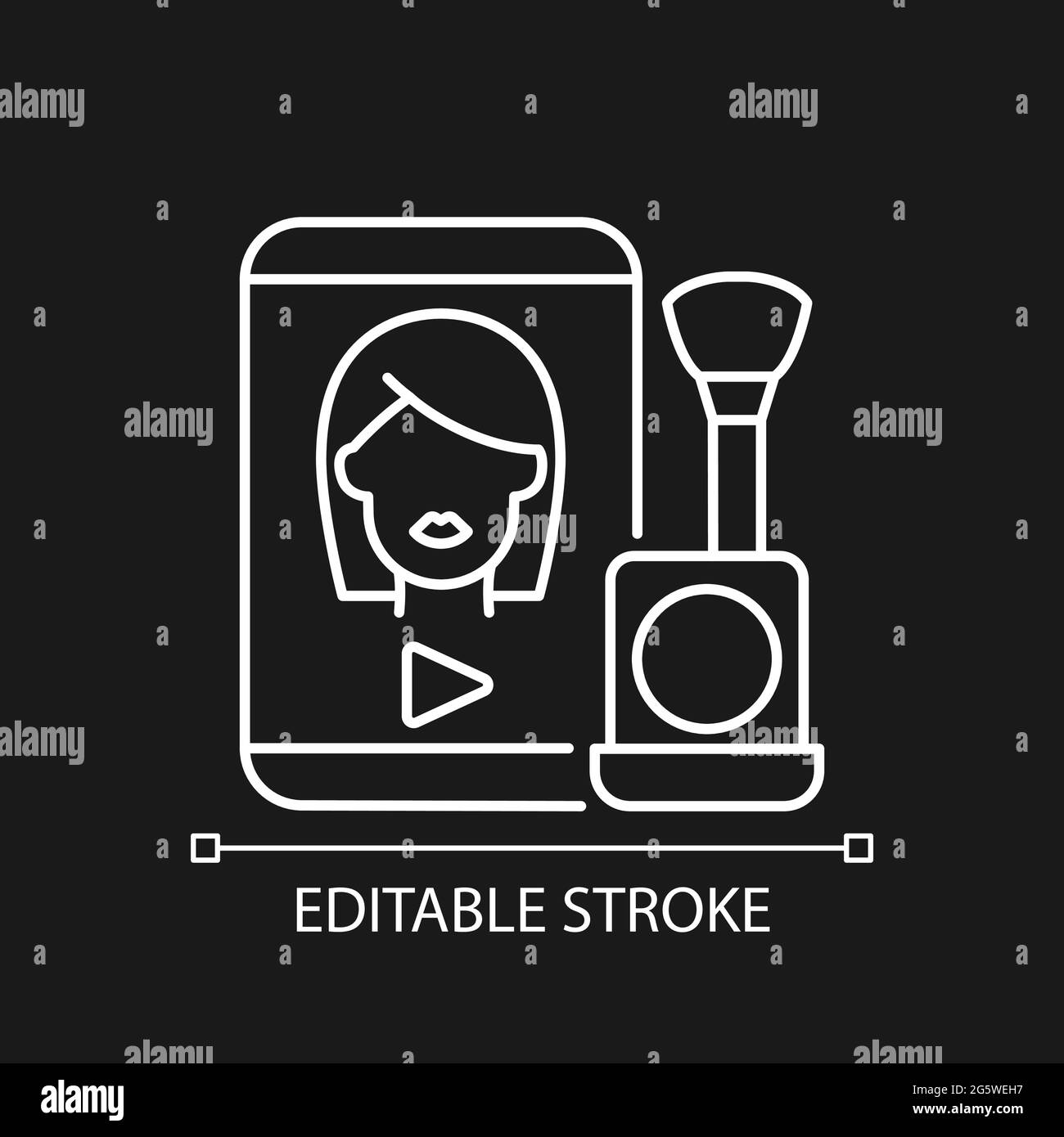 Créez des vidéos tutorial icône linéaire blanche pour thème sombre. Beauté vlog. Créateur en ligne sur le style. Illustration personnalisable à lignes fines. Vecteur c isolé Illustration de Vecteur