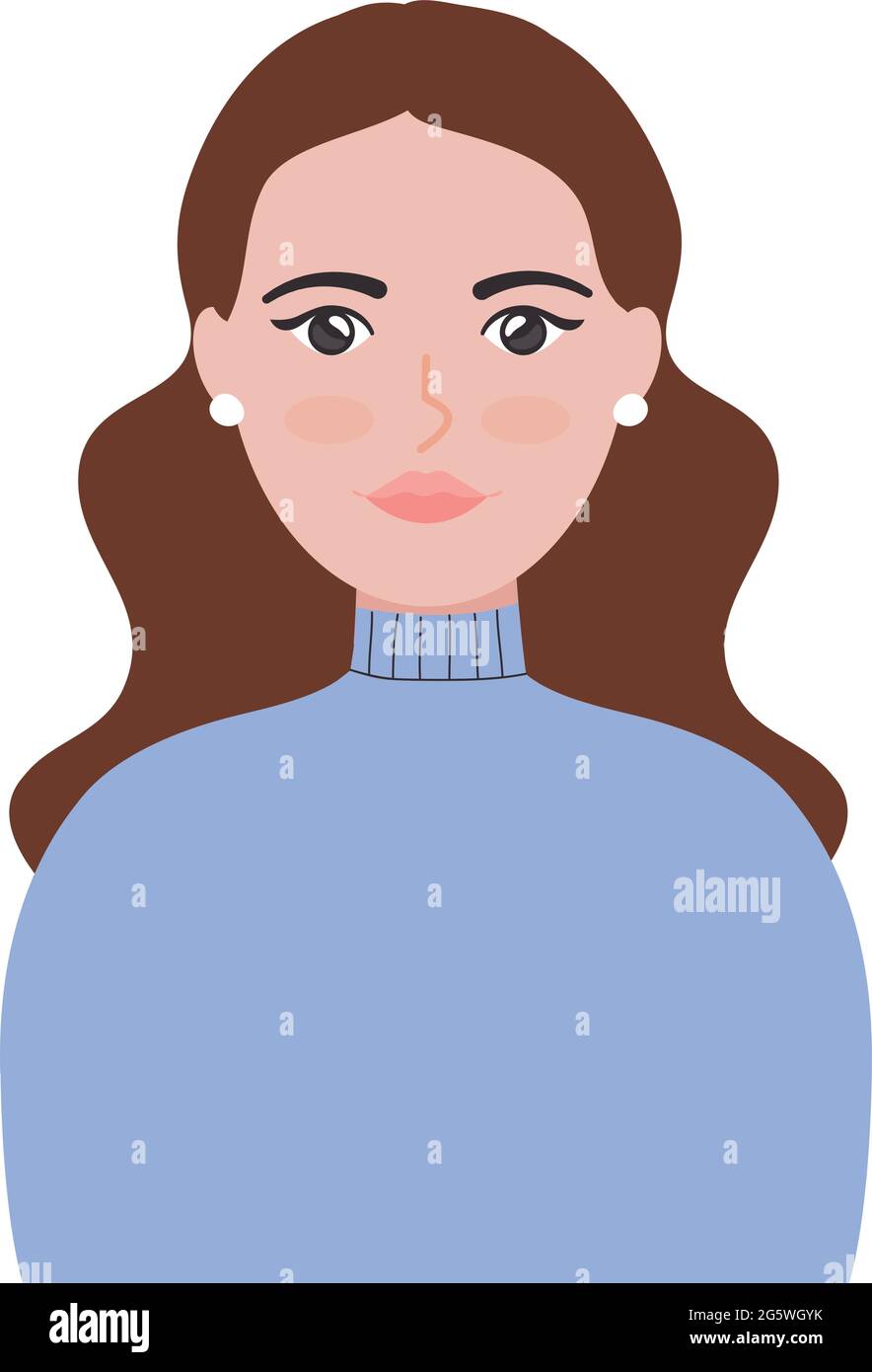 Femme sérieuse aux cheveux longs Illustration de Vecteur