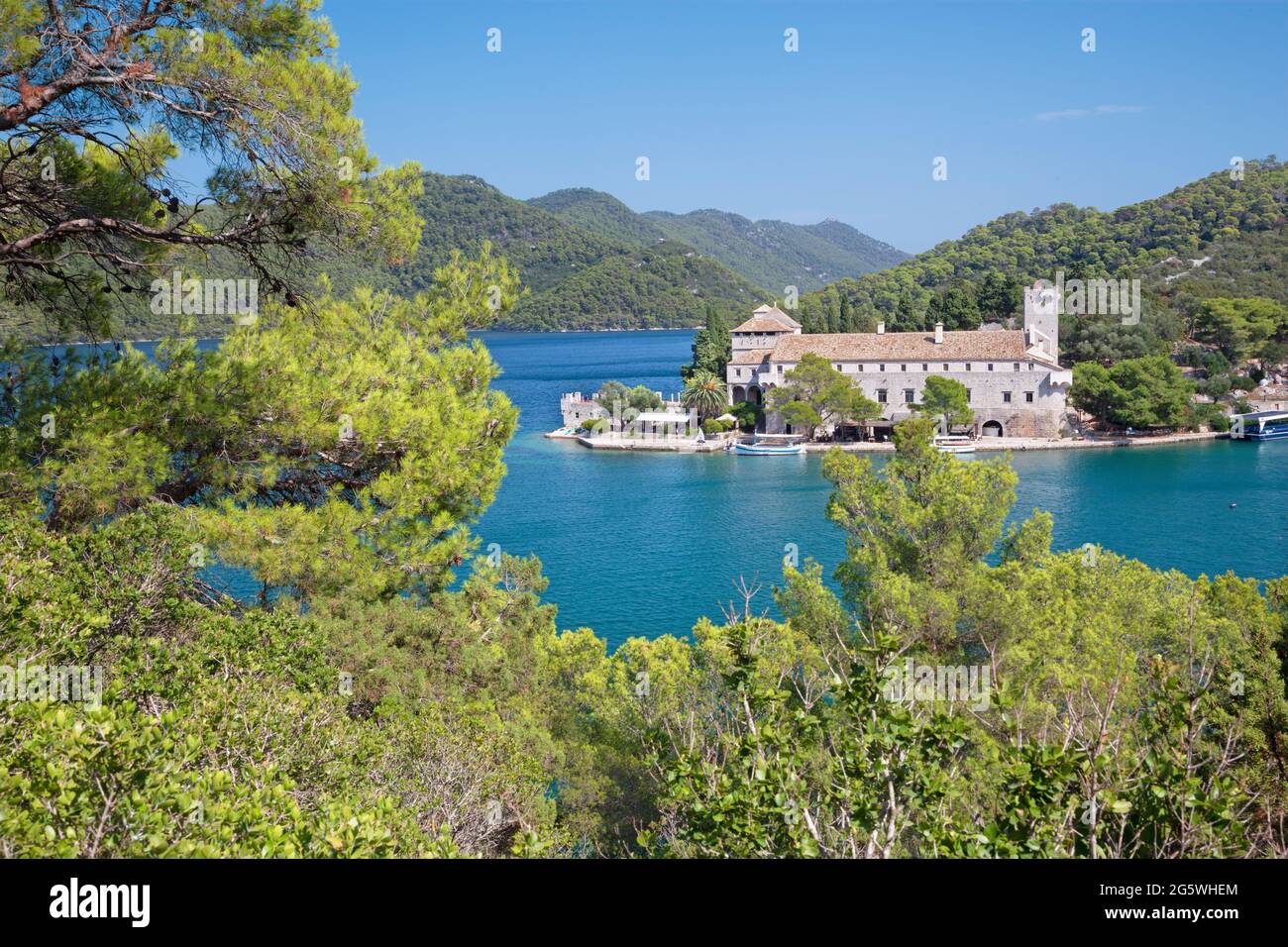 Croatie - Le St.Mary monastère bénédictin sur l'île de Mljet. Banque D'Images