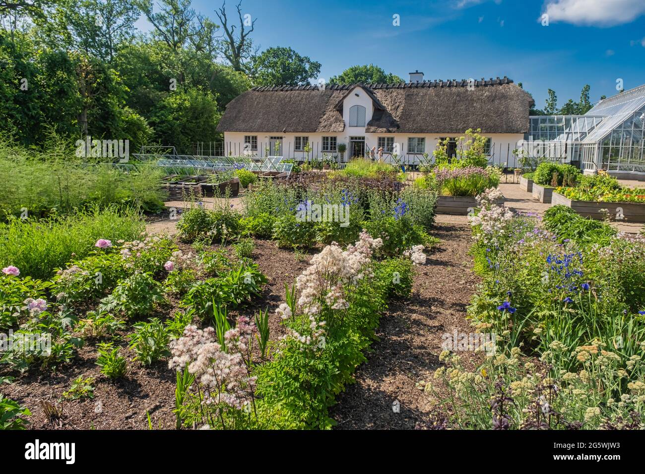 Jardin potager au château royal des reines danoises à Graasten, Danemark Banque D'Images