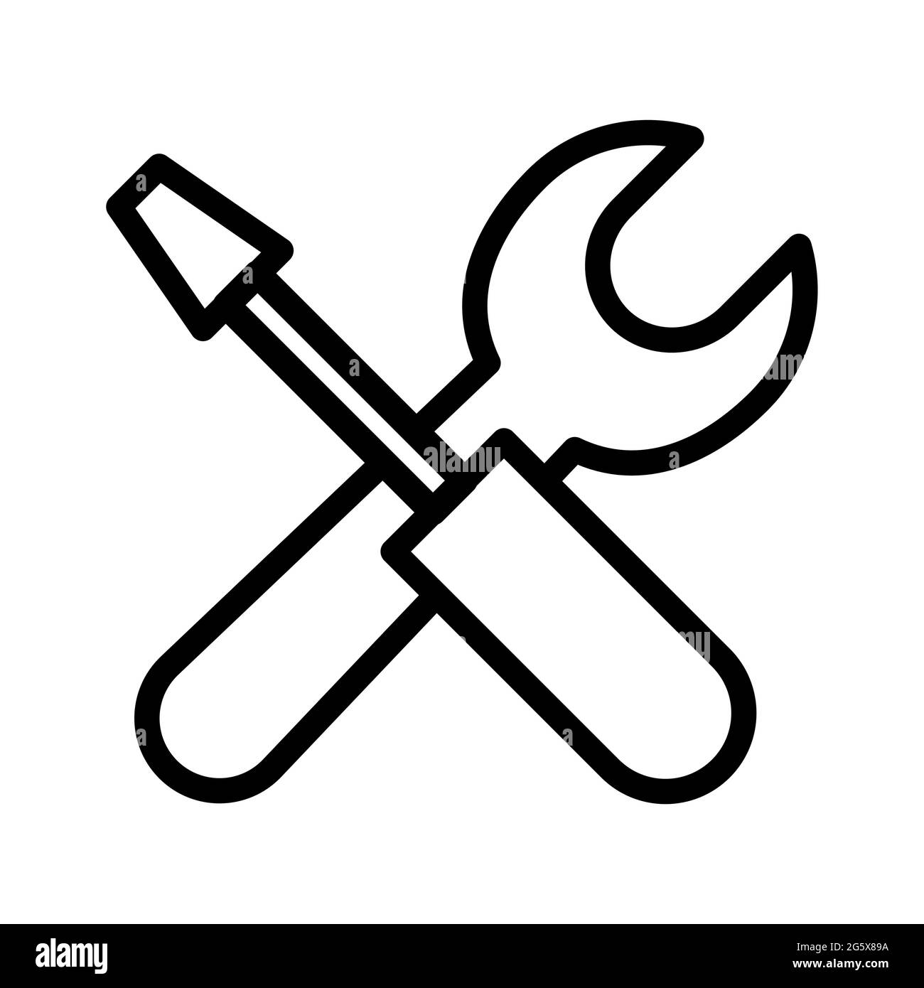 Les outils à clé et à tournevis présentent un symbole pour la réparation mécanique et l'entretien de l'icône de dessin vectoriel Illustration de Vecteur