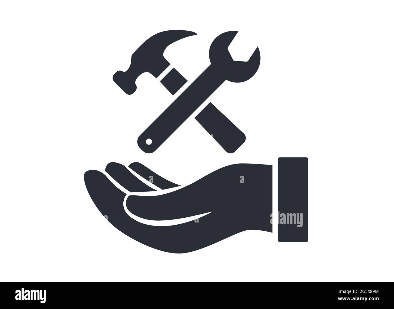 Symbole de clé à main pour l'icône de vecteur d'entretien et de réparation Illustration de Vecteur