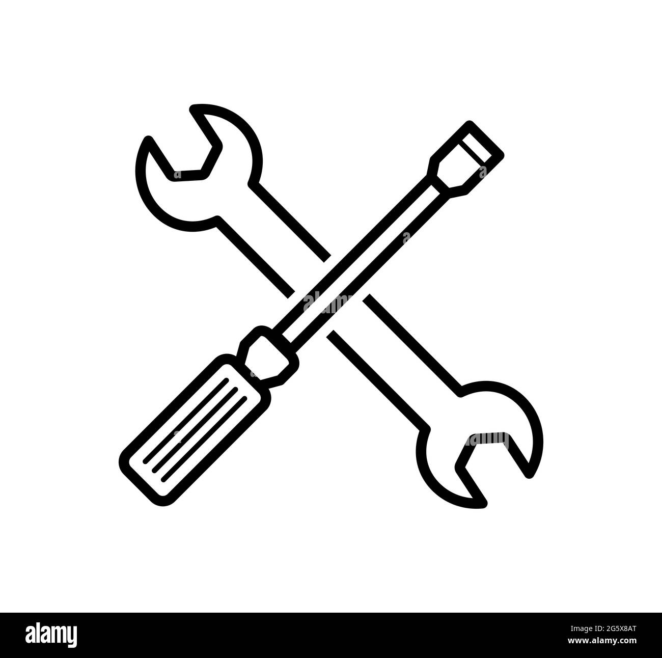 Symbole de tournevis et de clé pour le service de réparation ou l'entretien icône de vecteur de construction Illustration de Vecteur
