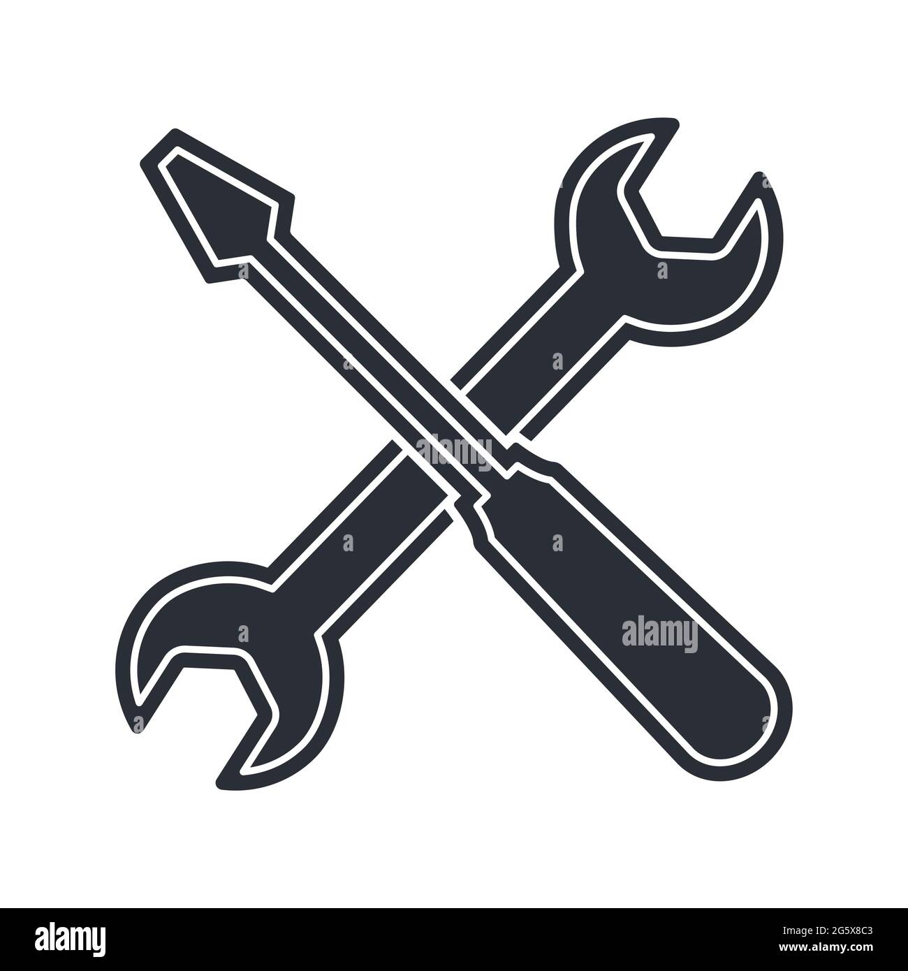 Symbole d'entretien avec un tournevis et une clé pour l'entretien de réparation ou icône de vecteur de construction Illustration de Vecteur